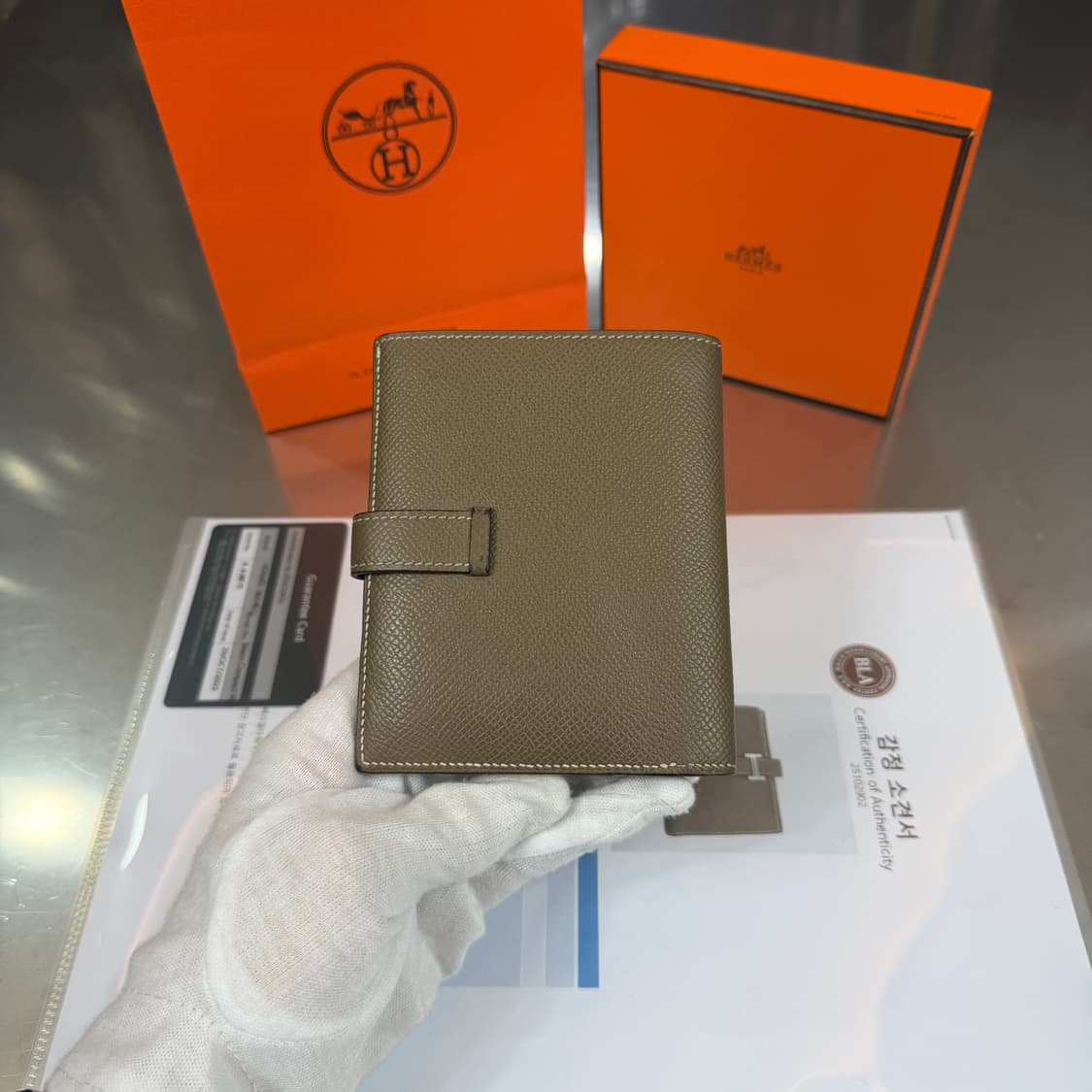 [리오브] 에르메스 베안 앱송 실버 에토프 컴팩트 반지갑 상품이미지3