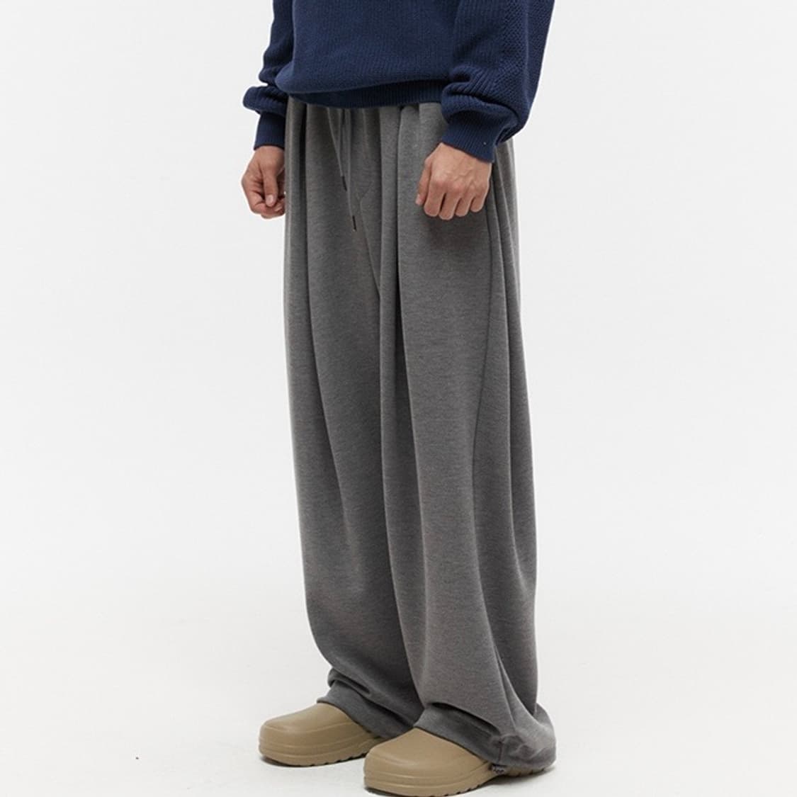 오버S) DNSR 딥 포턱 플로우 밴딩 팬츠 차콜그레이 디앤써 디엔써 상품이미지1