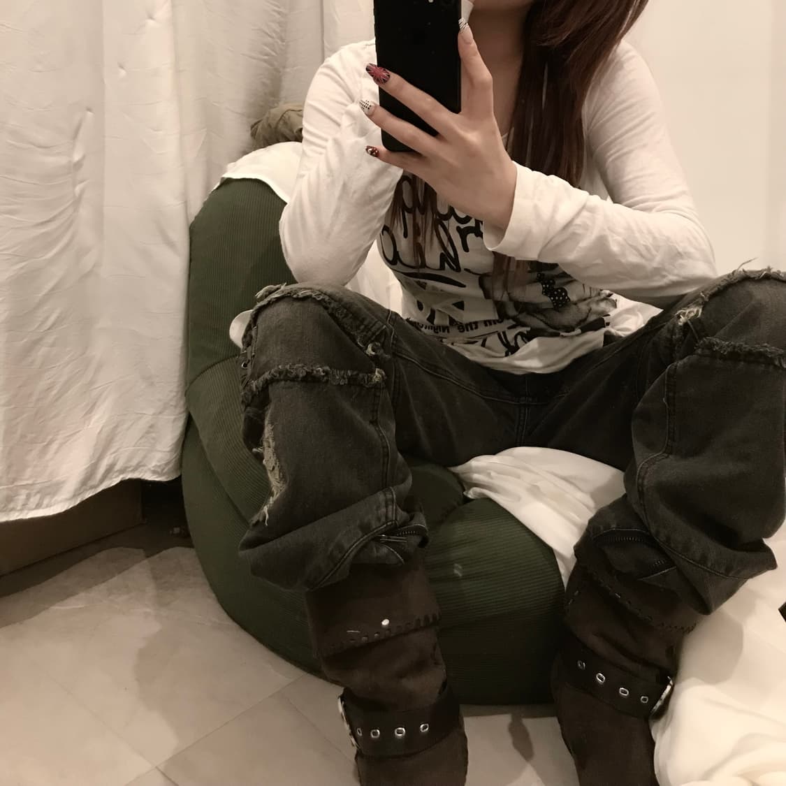 Black Baccara 블랙바카라 고스펑크 데미지 팬츠 상품이미지1