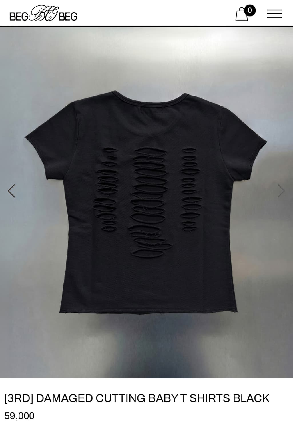 DAMAGED CUTTING BABY T SHIRTS BLACK 상품이미지1