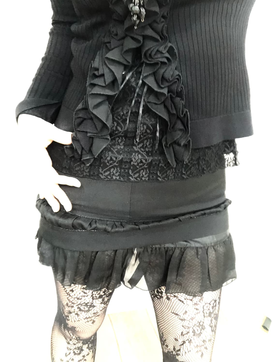 black lace detail classic mini skirt 상품이미지3