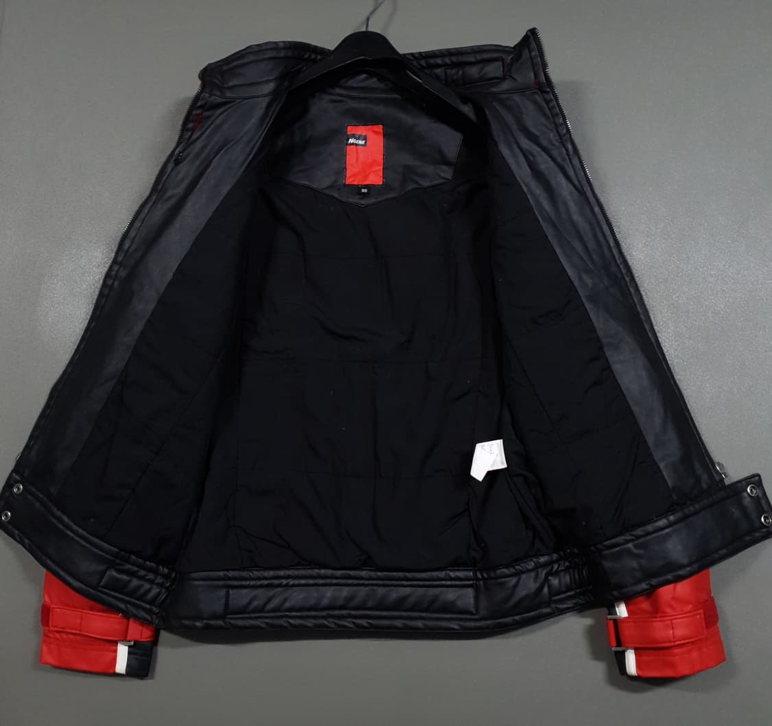 M (95) N'GENE 엔진 지퍼 포켓 패치 가죽 레더 레이싱 자켓 상품이미지7