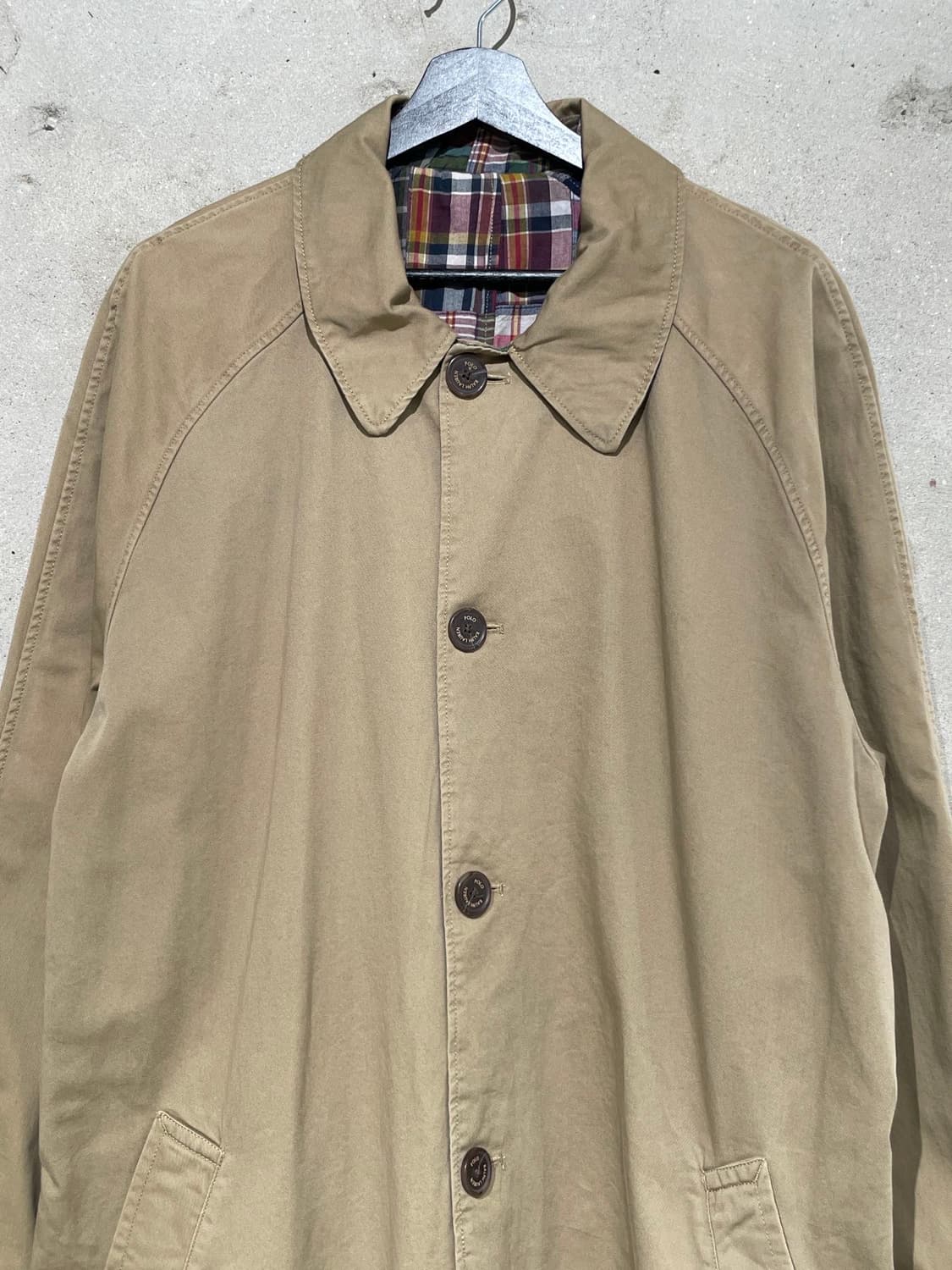 폴로 랄프로렌 베이지 앤 마드라스 체크 리버시블 발마칸 코트 상품이미지2