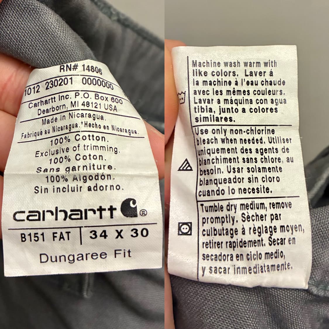 (33~34)칼하트 덩가리 빈티지 싱글니 카펜더 워크팬츠 그레이 상품이미지10