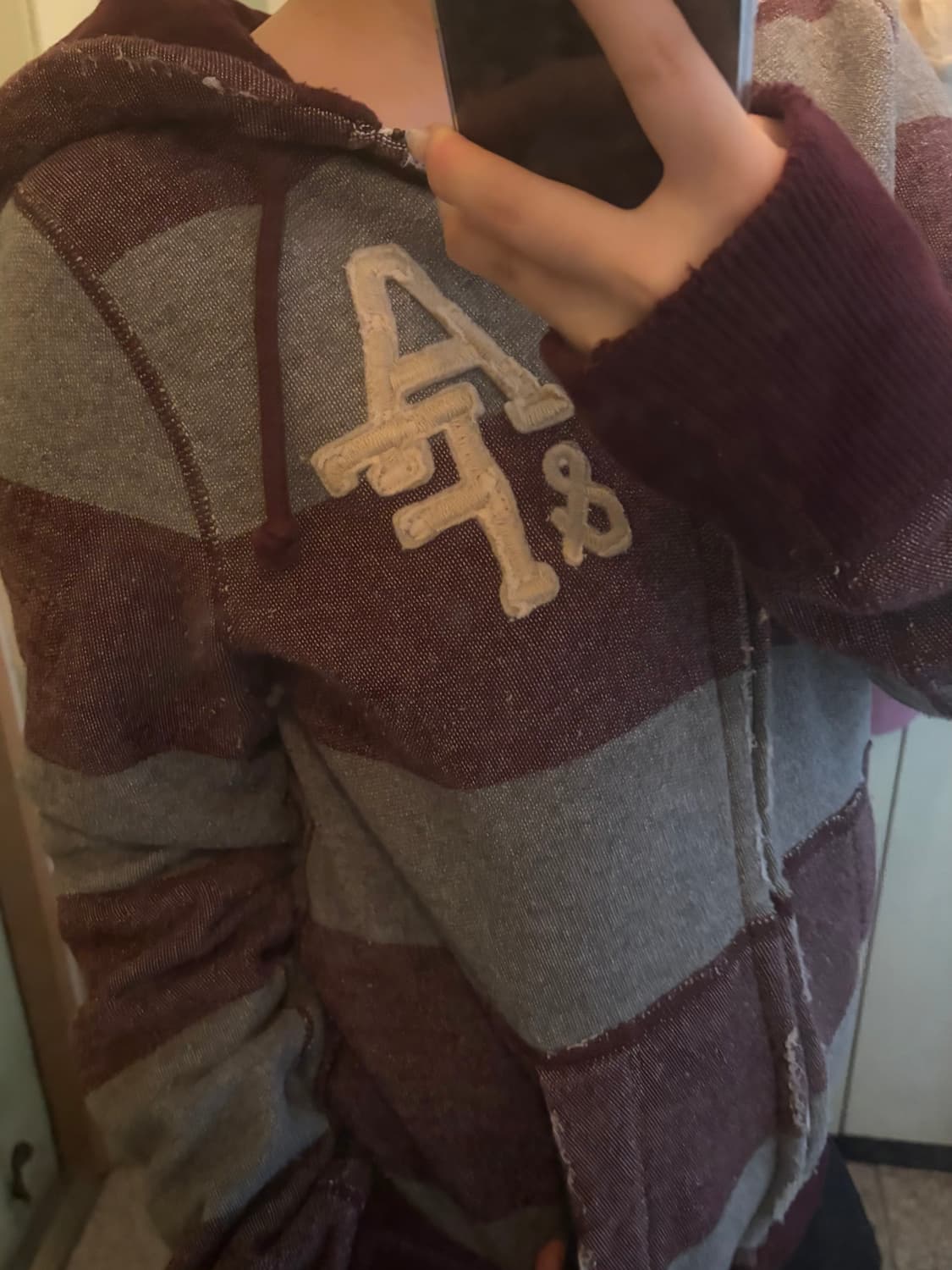 아베크롬비 와인색 기모 후드집업 상품이미지7