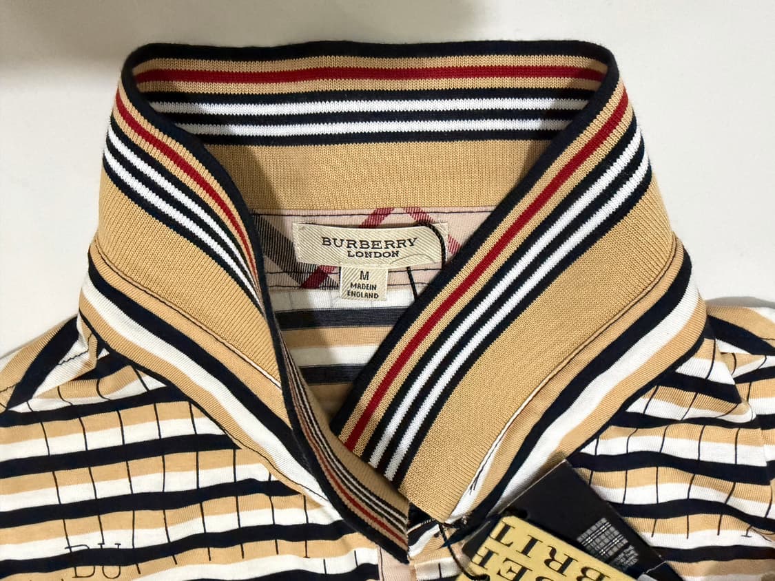 버버리 브릿 스트라이프 반팔 폴로티 M사이즈 상품이미지4