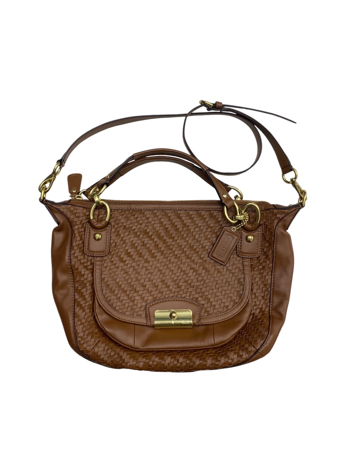 코치 브라운 가죽 위빙숄더백 3way 상품이미지1