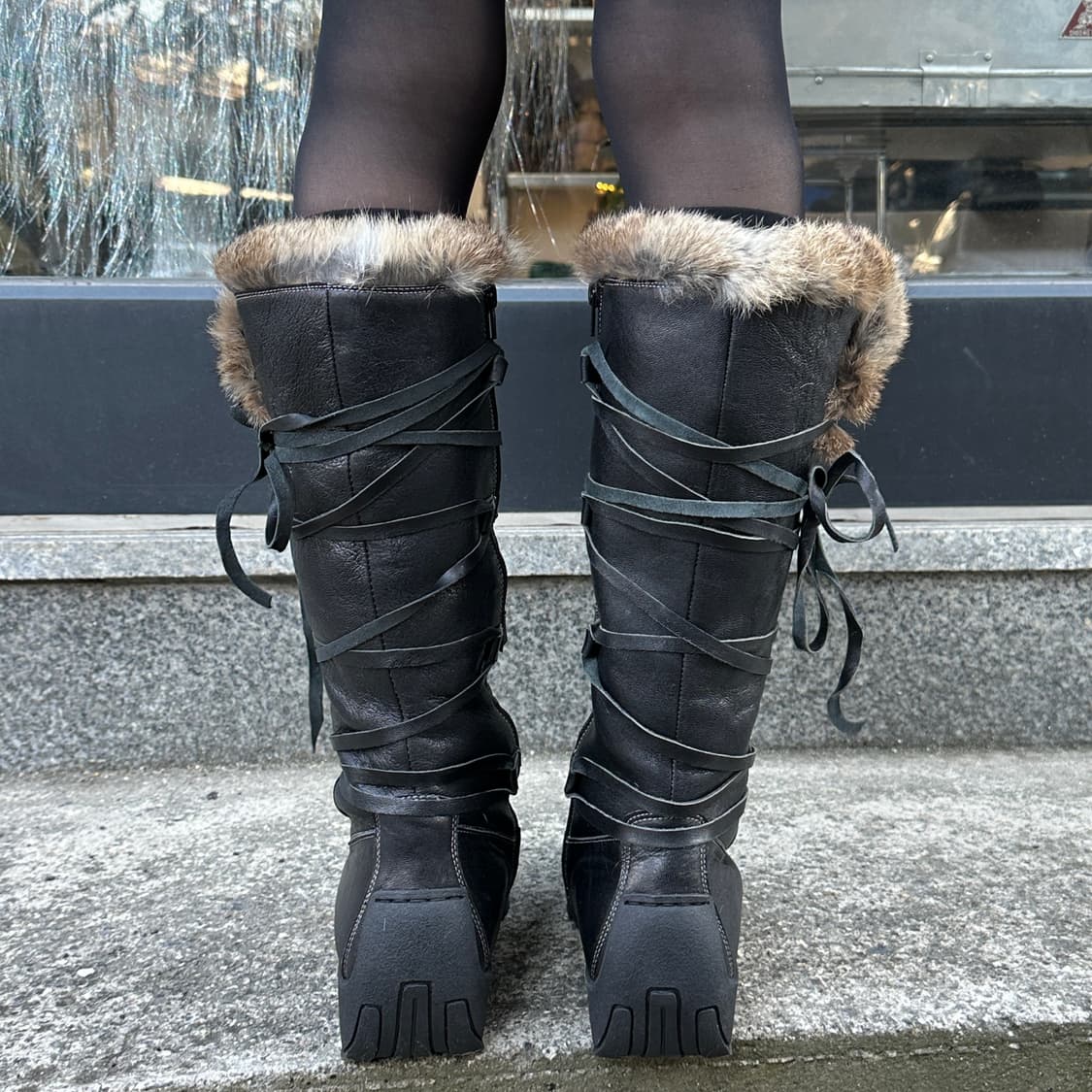 2000s 스티브 매든 스퀘어 토 퍼 라이닝 랩 부츠 상품이미지10