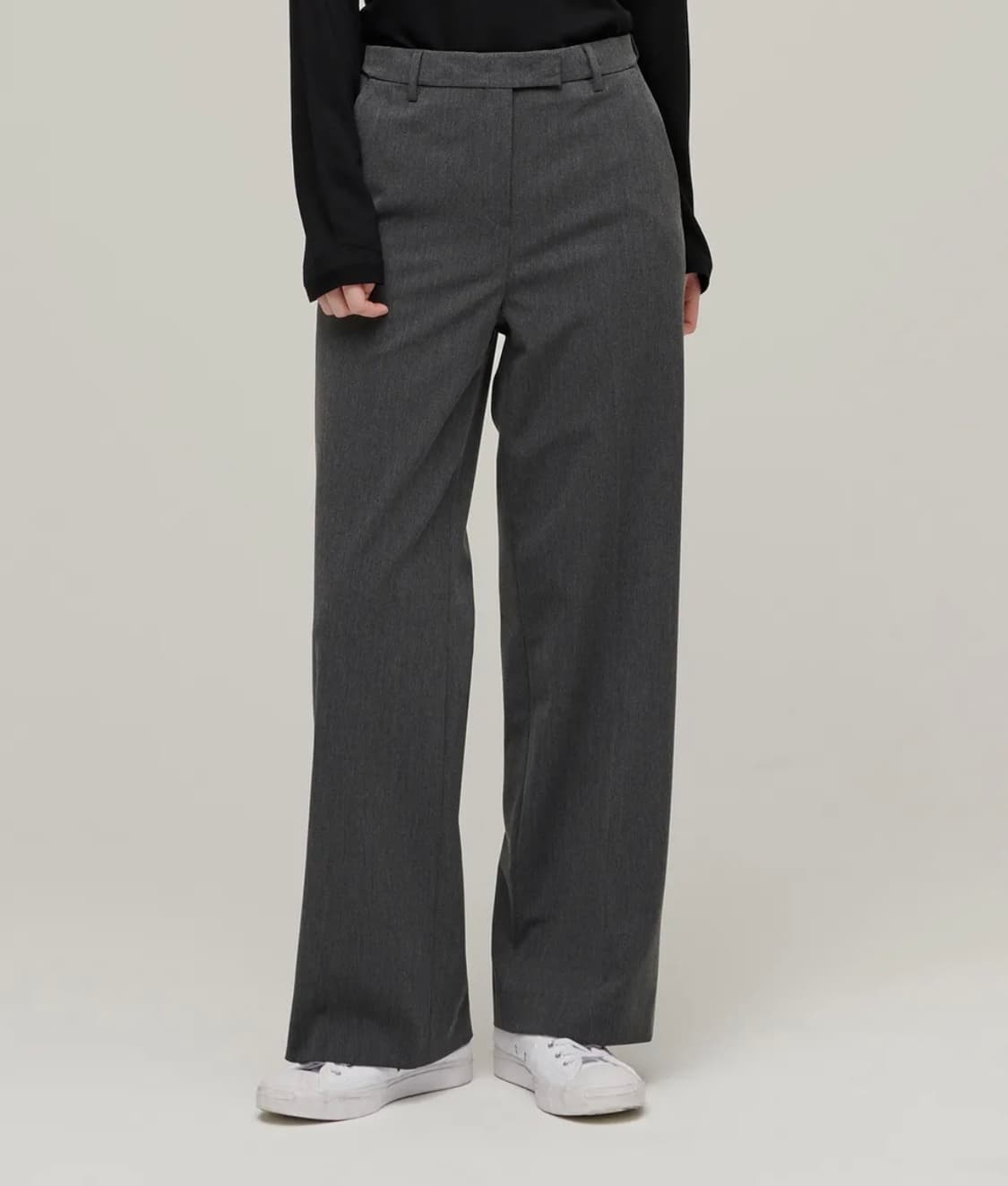 무신사 스탠다드  우먼즈 와이드 히든 밴딩 슬랙스 [미디엄 그레이] (원 상품이미지4