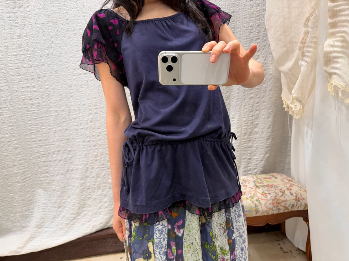 SONIA RYKIEL Y2K Sheer Sleeve Blouse 상품이미지1
