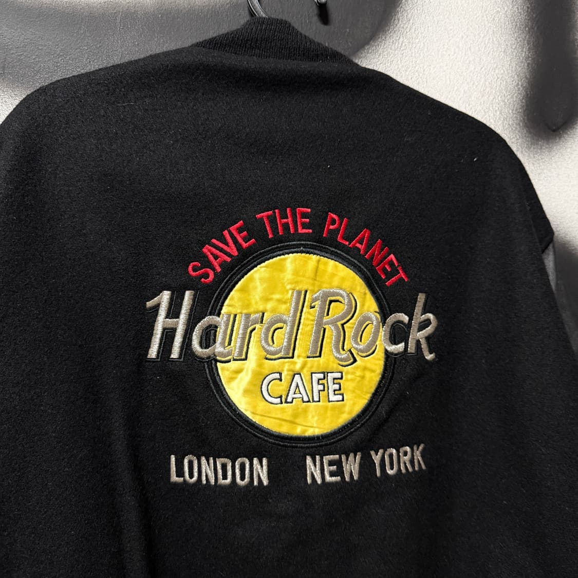 VTG 빈티지 하드락 카페 자수 패치 소가죽 레더 암 바시티 자켓 상품이미지5