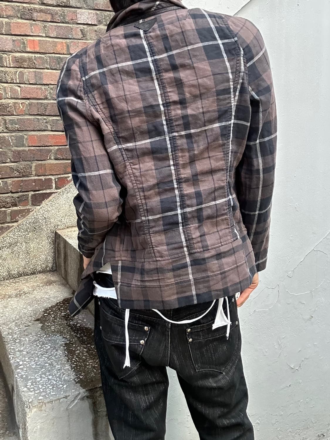 *rare* 아카이브 00s 디젤 드레이프 체크 집업 상품이미지4