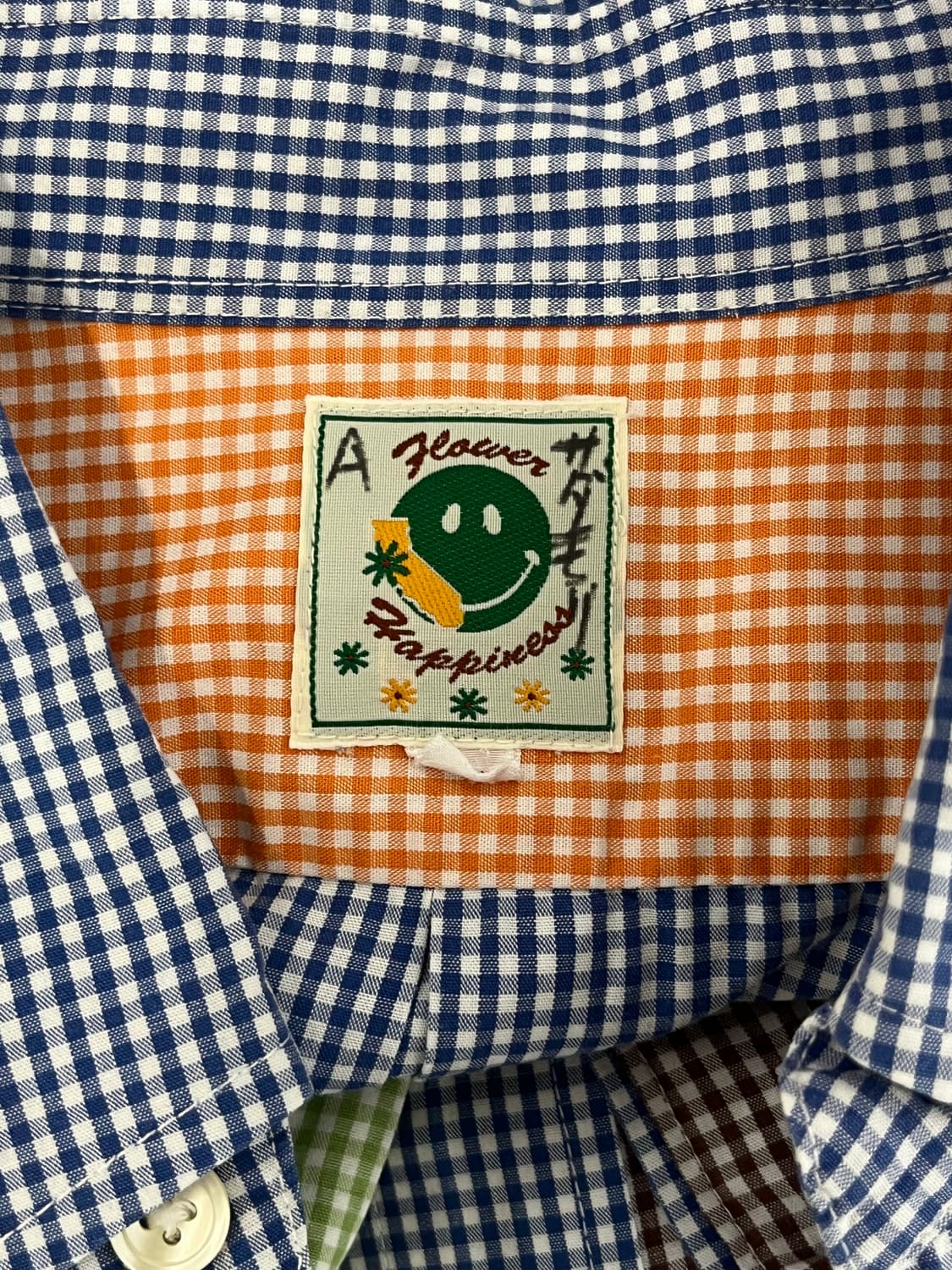 스마일 배색 깅엄 체크 셔츠 상품이미지5