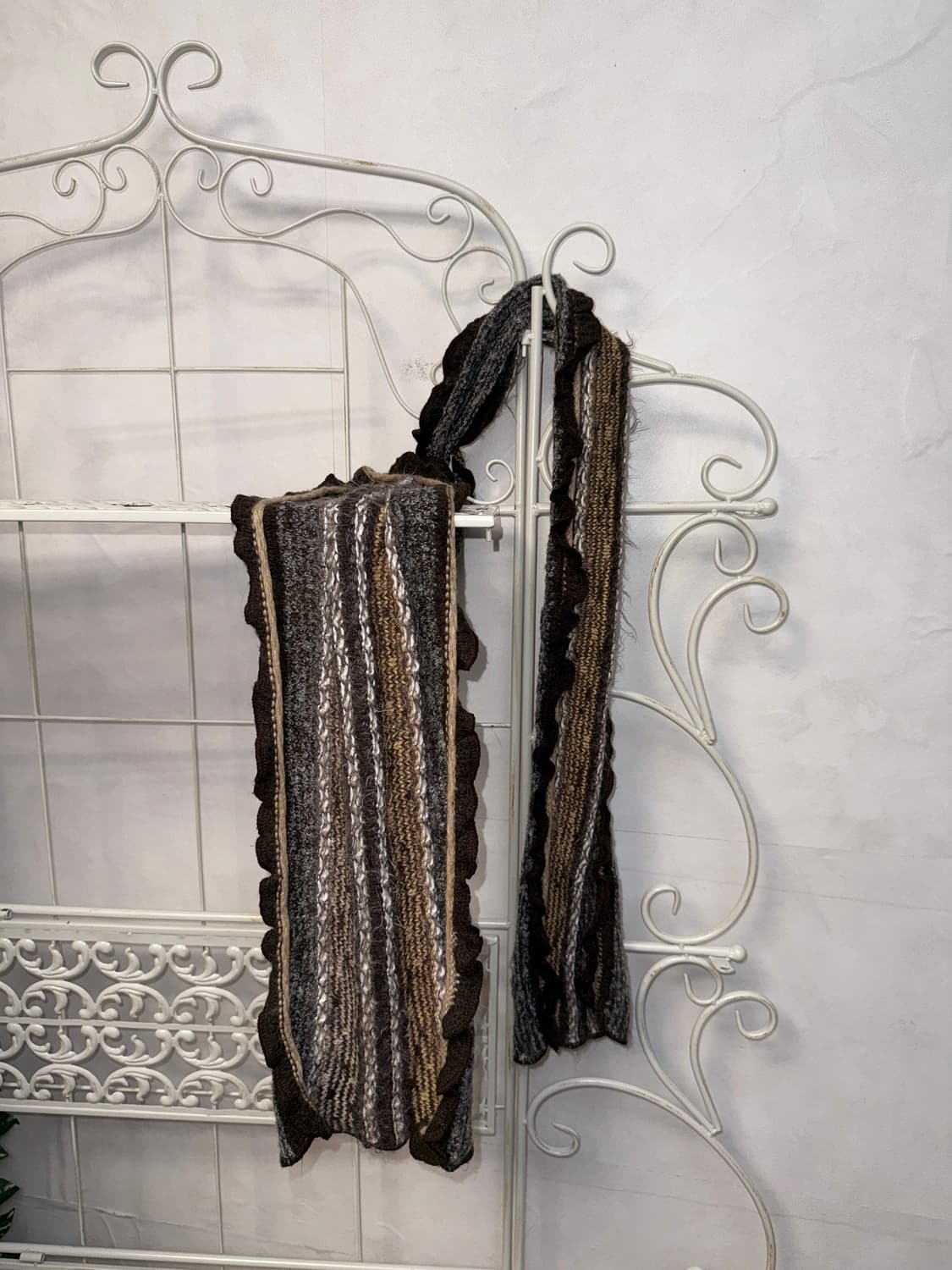 Ash brown alpaca wool grunge muffler  상품이미지2