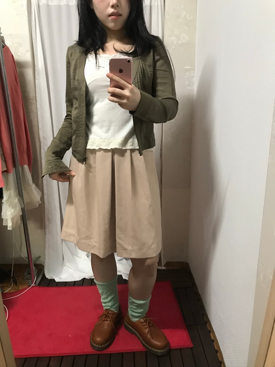 vintage pintuck beige skirt 상품이미지4