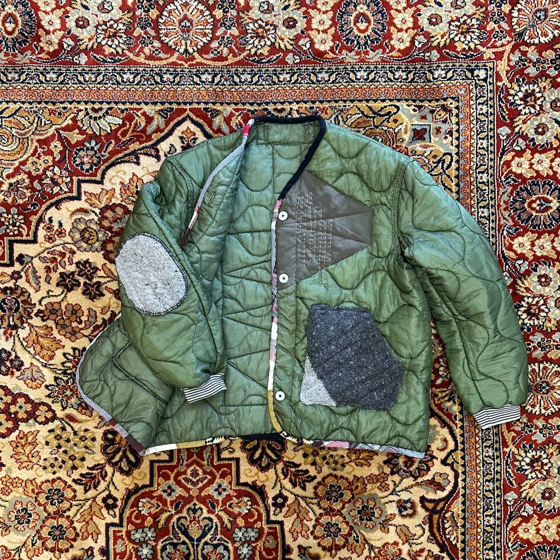 M65 필드 자켓 라이너 사시코 & 패치워크 리메이크 커스텀 - L 상품이미지9