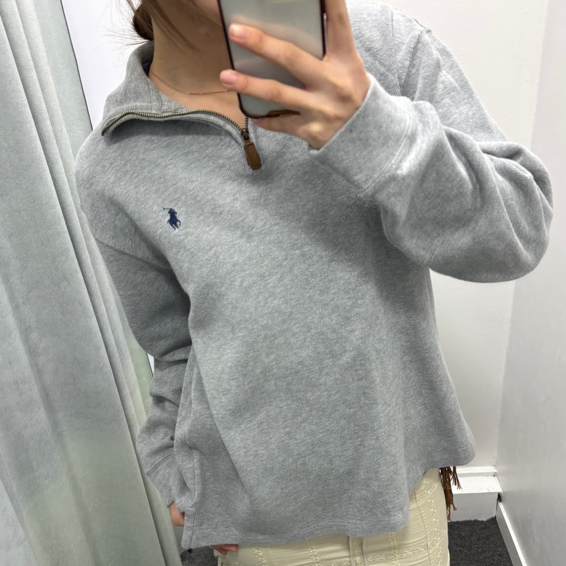 폴로 그레이 반집업 니트 상품이미지1
