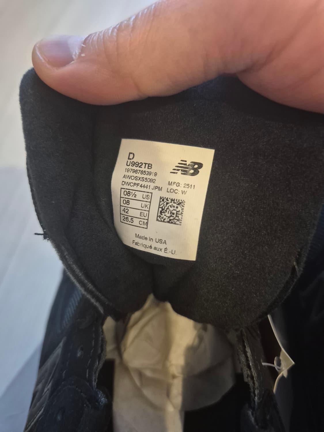 (새상품) 뉴발란스 992 트리플블랙 265 상품이미지6