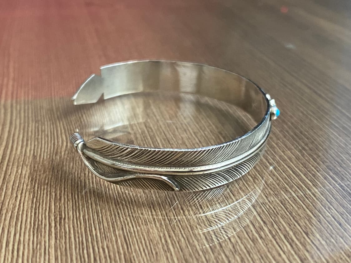 딘 브라운 인디언주얼리 나바호 은 실버 뱅글 팔찌 판매합니다. 상품이미지5