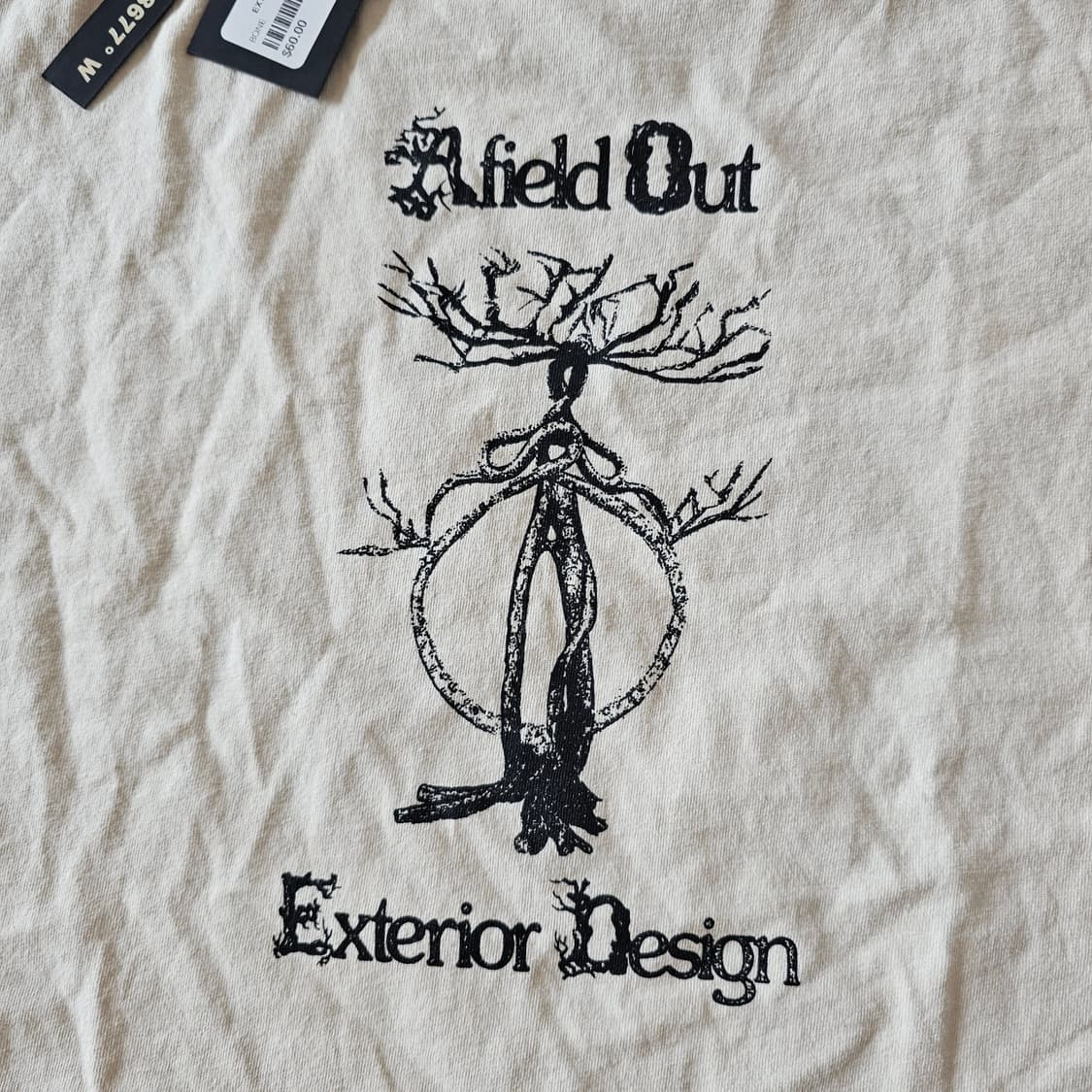 L 100 새제품) 어필드아웃 익스테리어 반팔 그래픽 티셔츠 내츄럴 상품이미지5