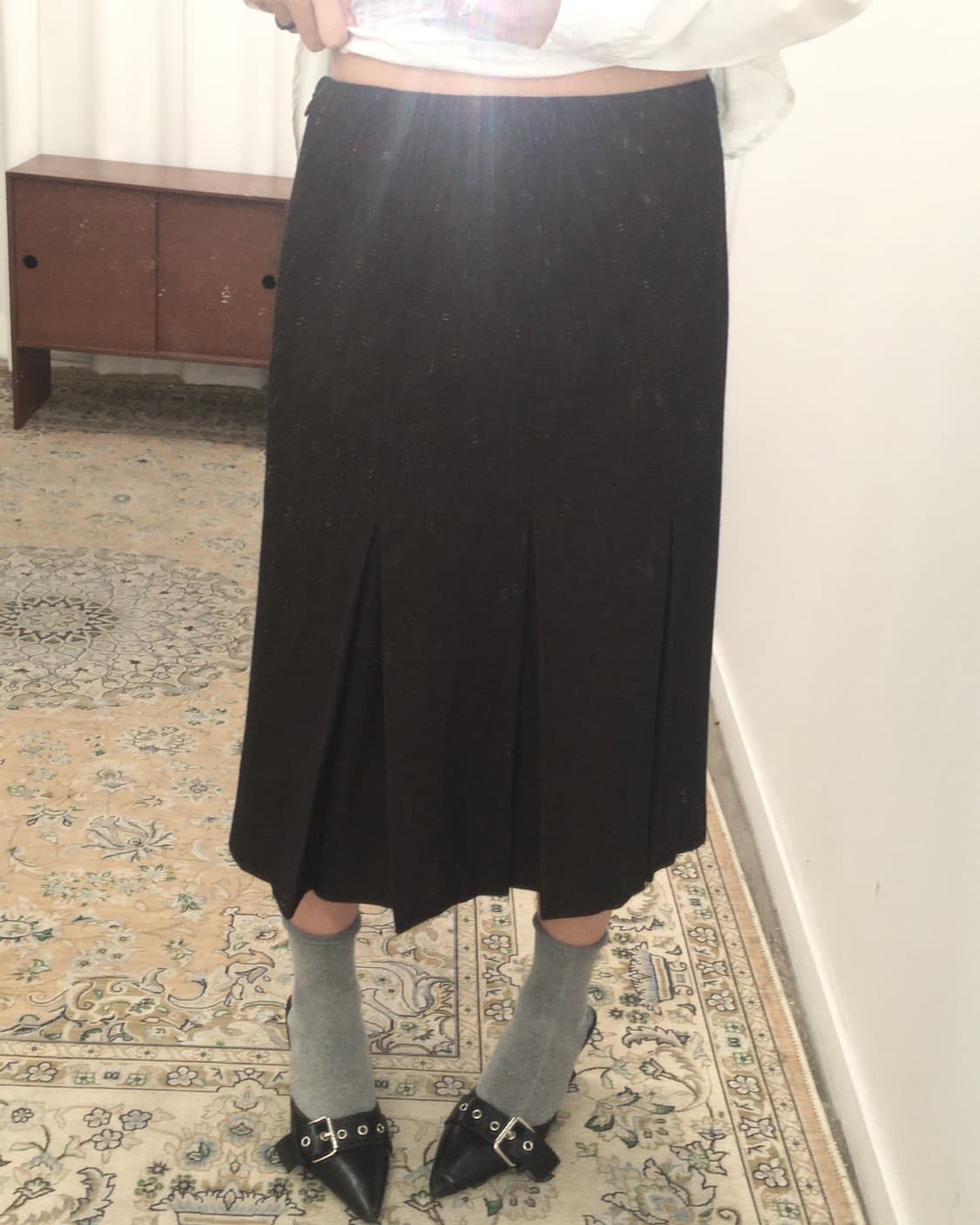 딥브라운 미디 스커트 상품이미지2