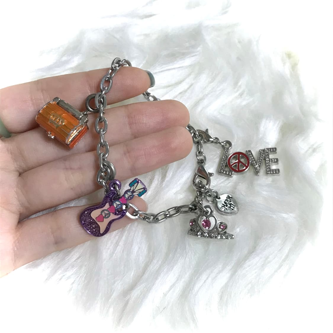 빈티지 핀터깔 y2k 키치 갸루 팬던트 참 체인 팔찌  상품이미지1