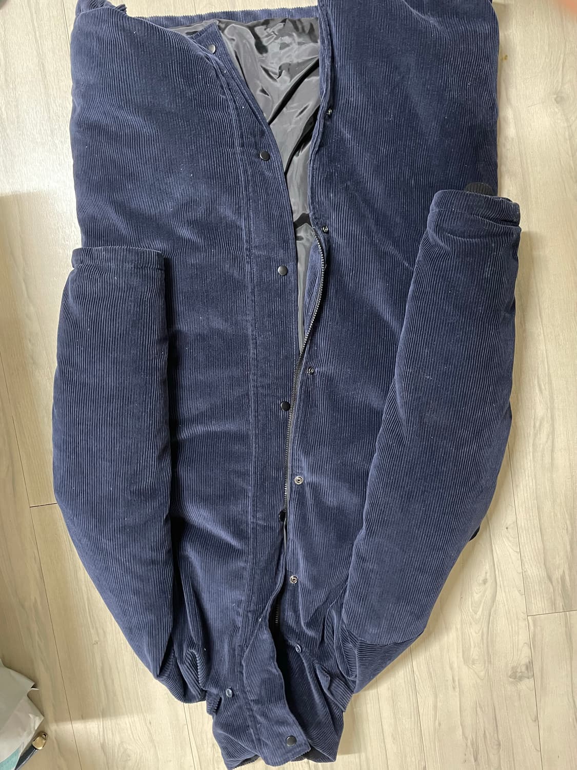 네이비 코듀로이 롱패딩 상품이미지1