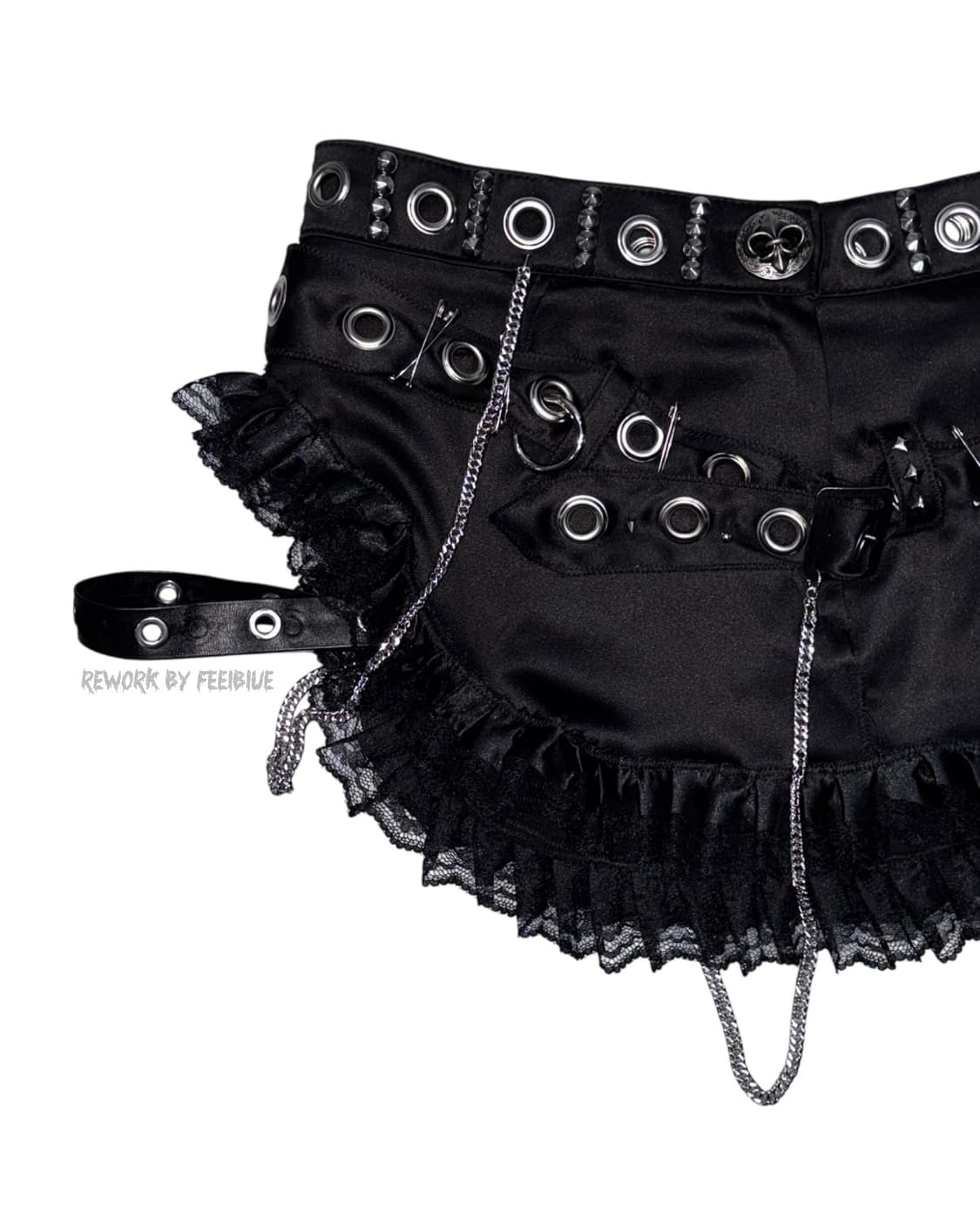 REWORK 032 Black Punk Laced Skirt 상품이미지3