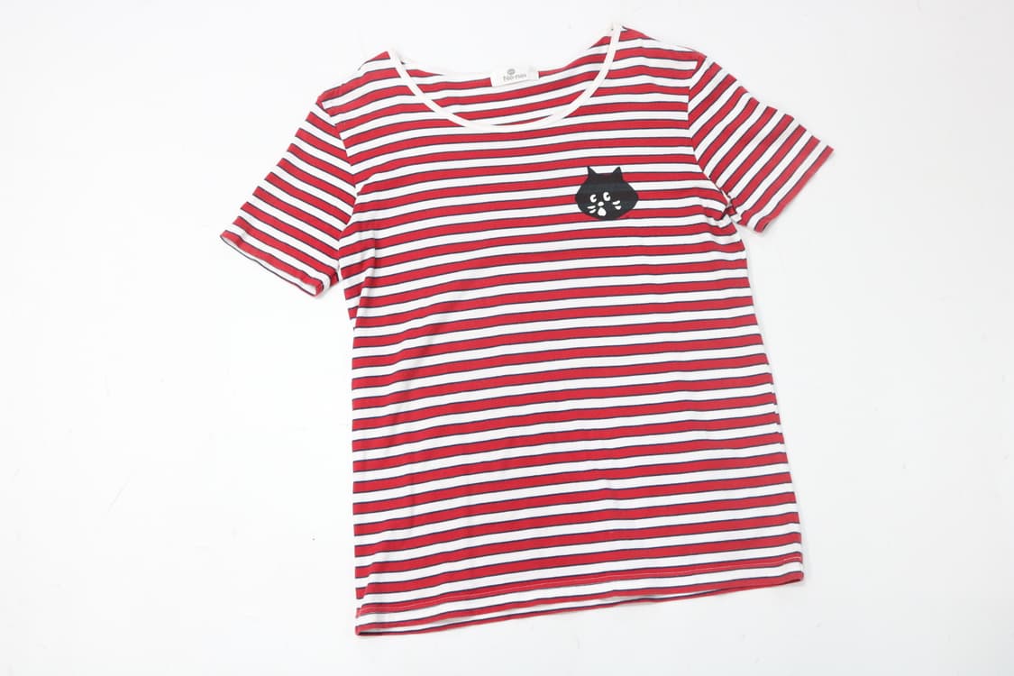 네넷 빈티지 냐 로고 레드 스트라이프 반팔티셔츠 상품이미지2