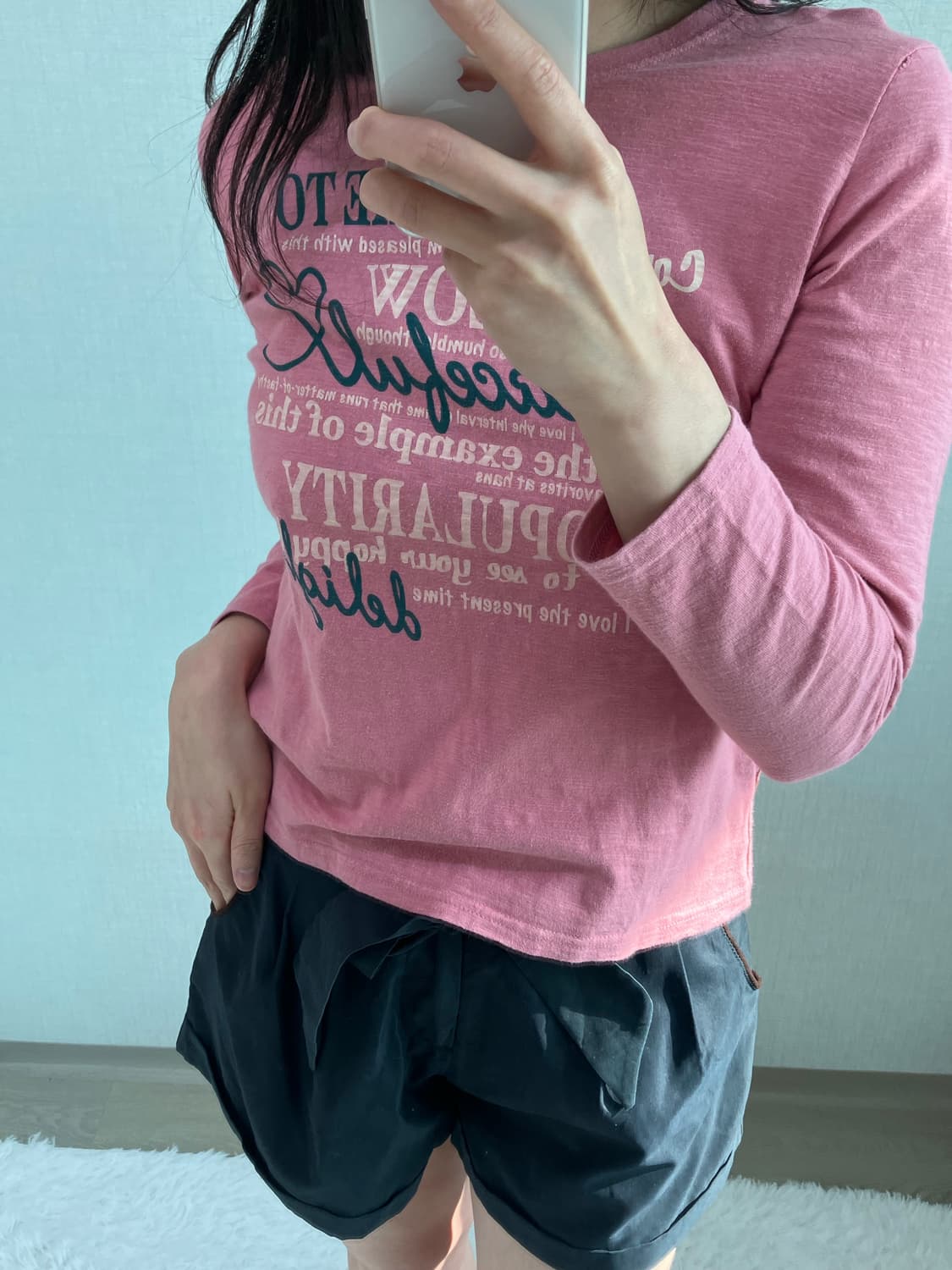 jpn vintage 핑크 레터링 롱 슬리브 y2k 스트릿 갸루 펑키 상품이미지2