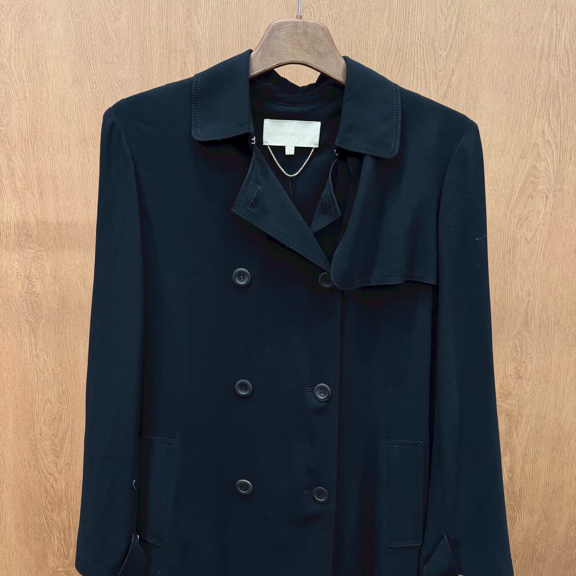 바네사 브루노 롱 코트 더블 브레스티드 벨트 스트랩 디테일 블랙 상품이미지4