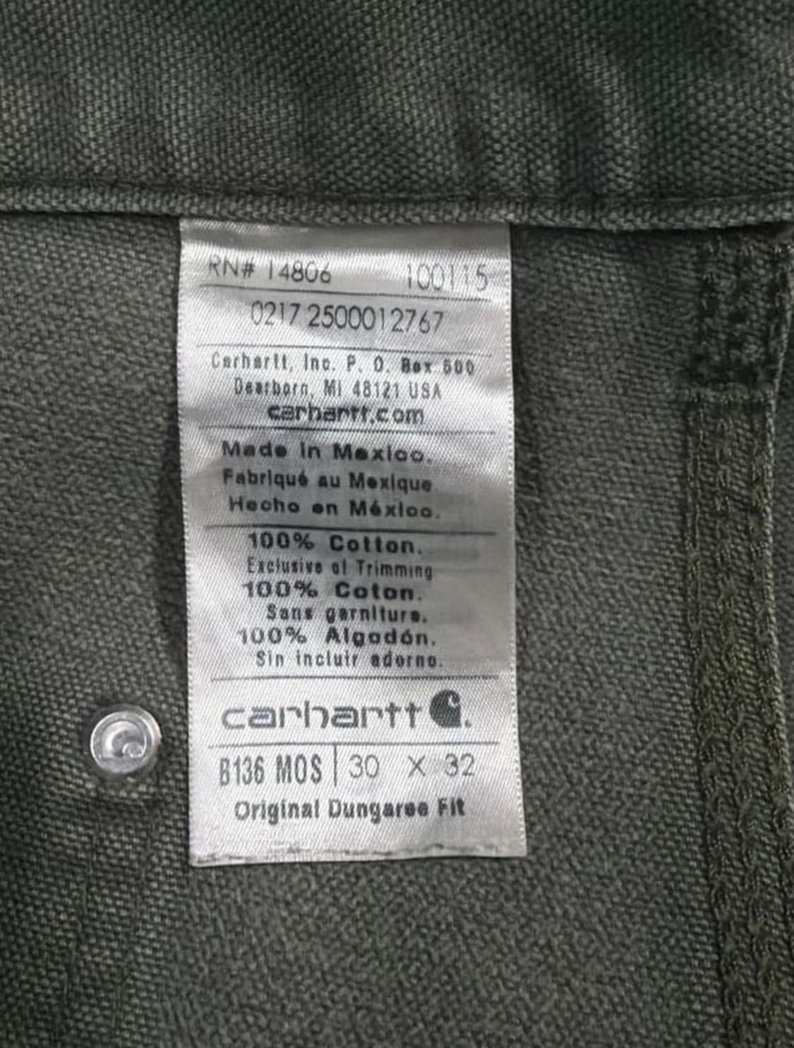 Carhartt 칼하트 빈티지 더블니 MOS 모스그린 상품이미지5