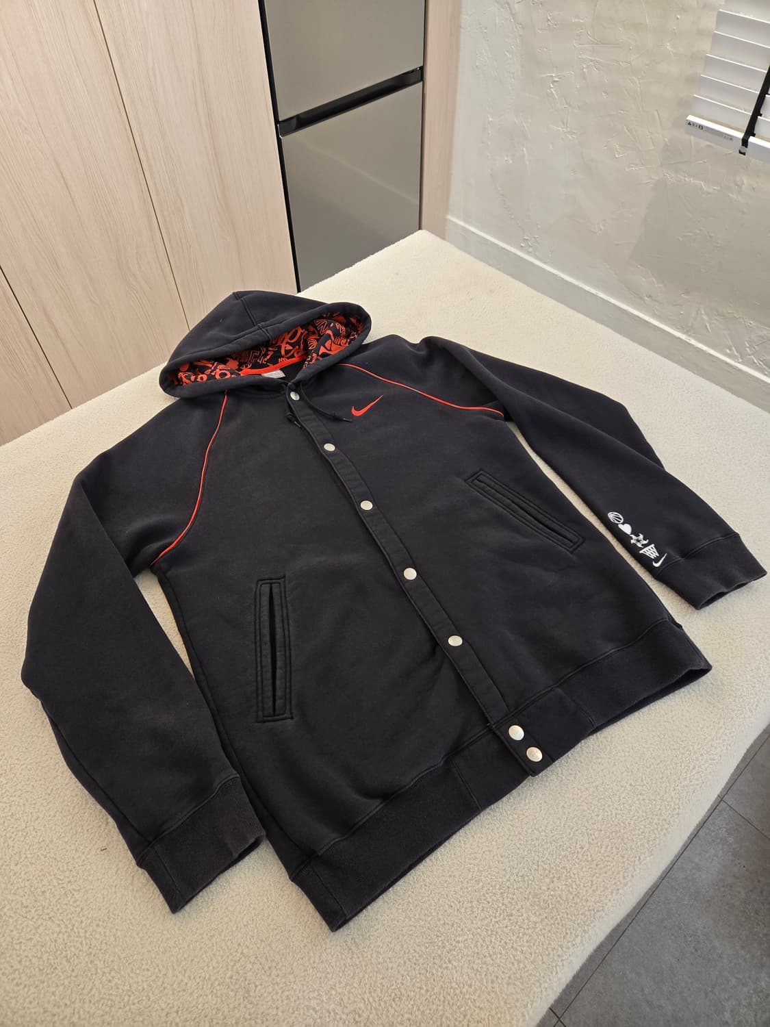 나이키 후드 버튼 블랙 바시티자켓 M (크게나옴 L/XL추천) 상품이미지3