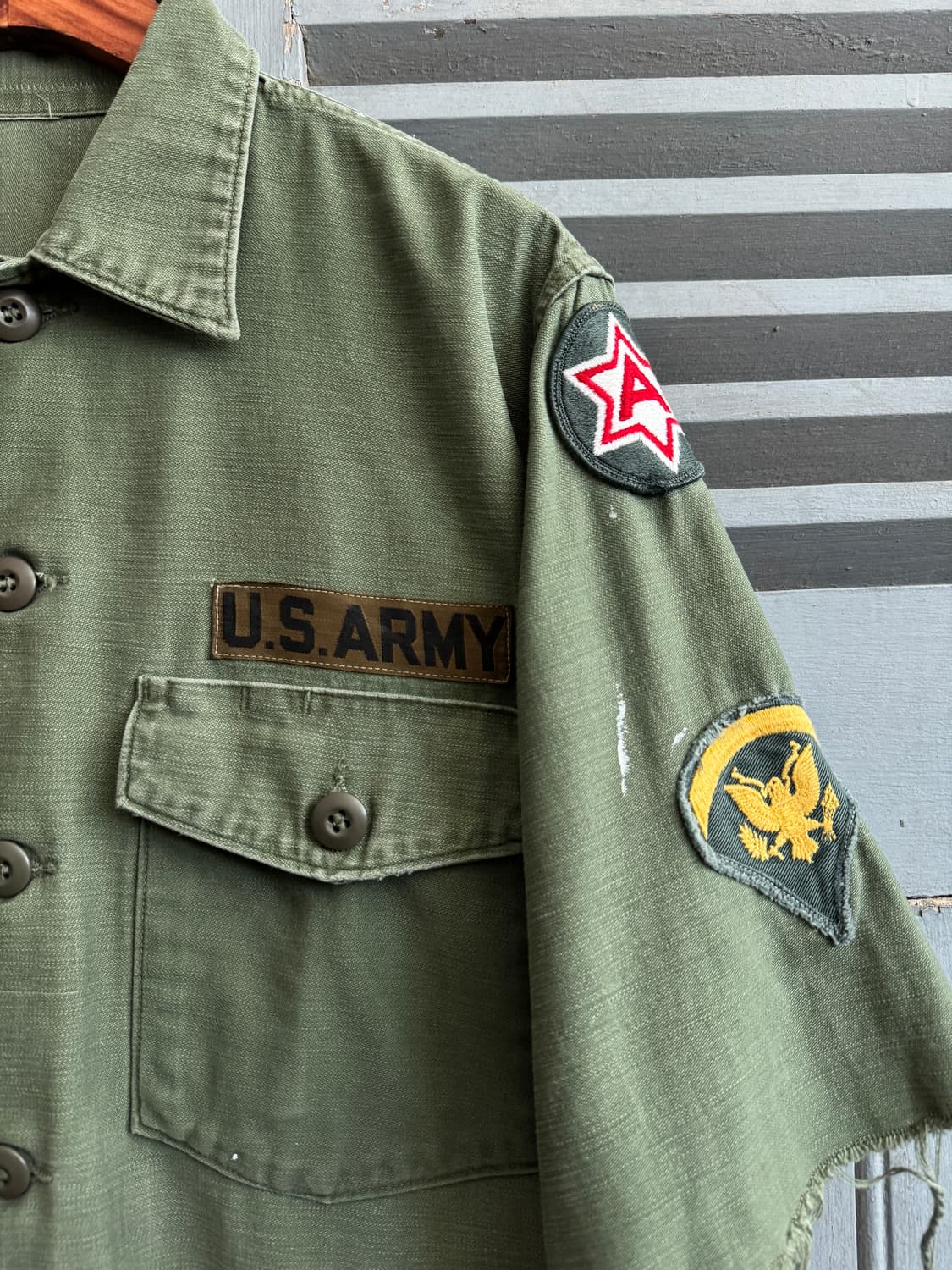 [XL]70's 오리지널 U.S 밀리터리 OG-107 컷오프 셔츠 상품이미지5