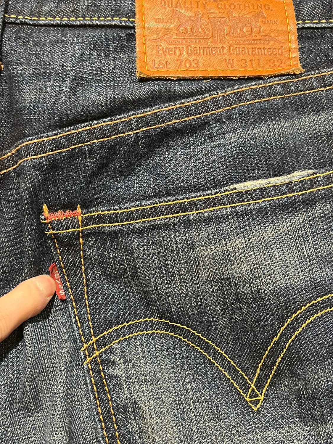 [31] 리바이스 Lot 703 일본 내수 가죽 패치 인디고 데님 상품이미지7