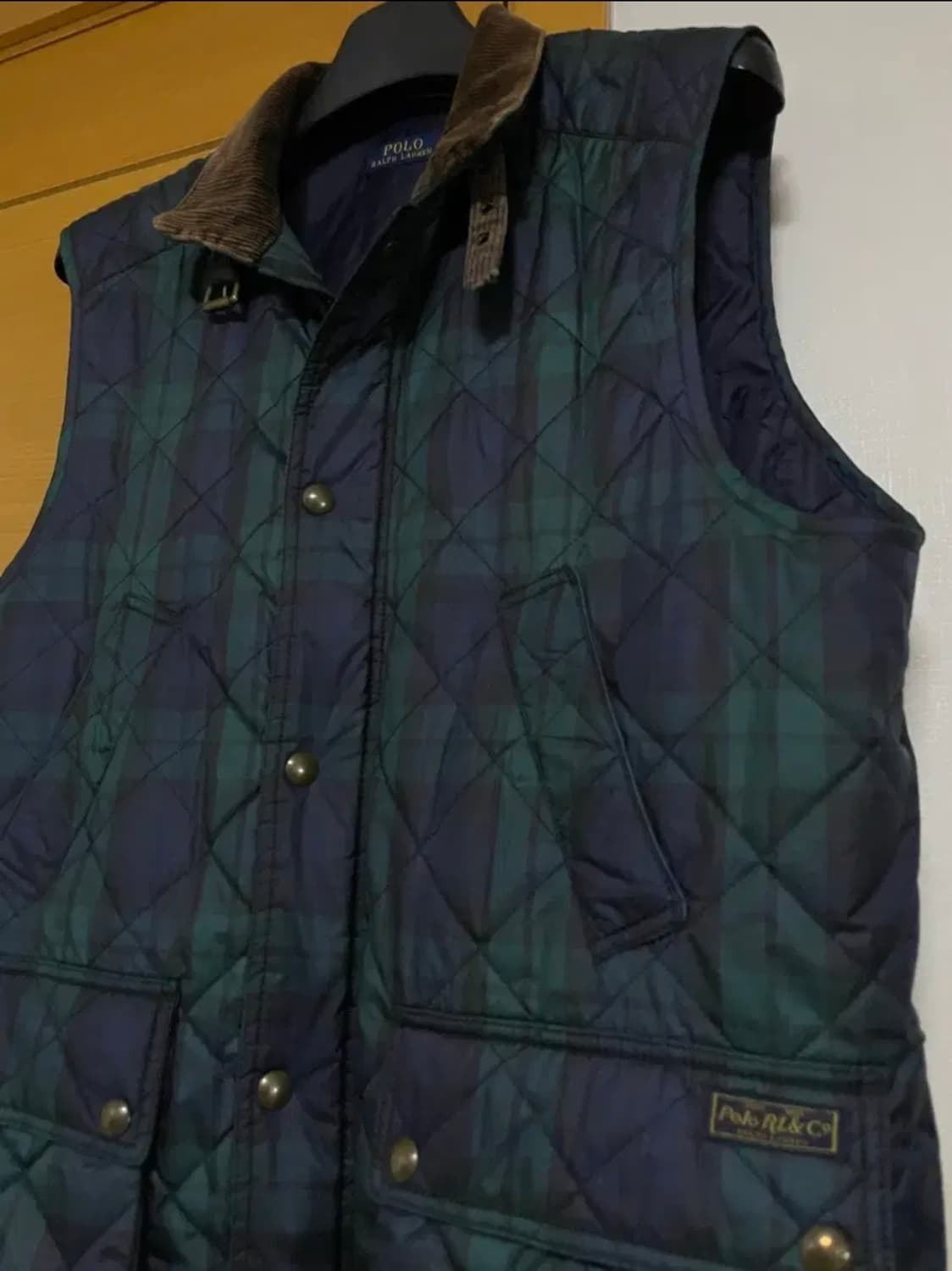 폴로 타탄체크 코듀로이 패딩 조끼L 상품이미지2