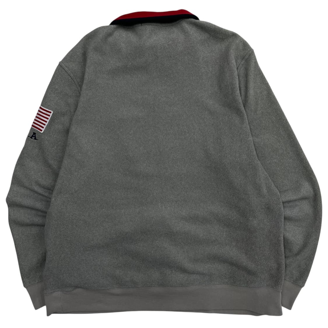 폴로 랄프로렌 센터로고 레드배색 그레이 플리스 반집업 L 상품이미지3