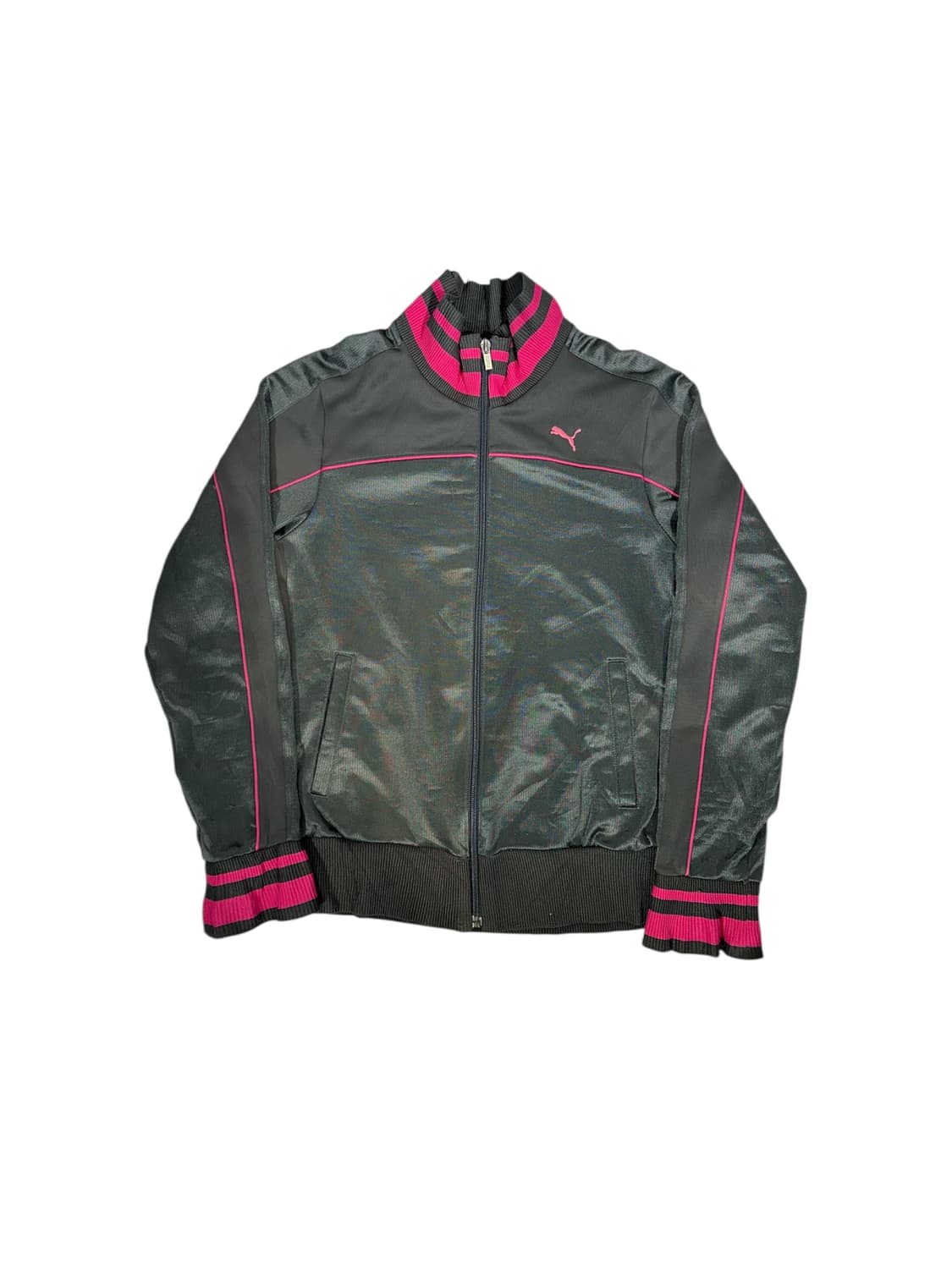 푸마 차콜 핑크 스몰 로고 트랙탑 져지 M 상품이미지5