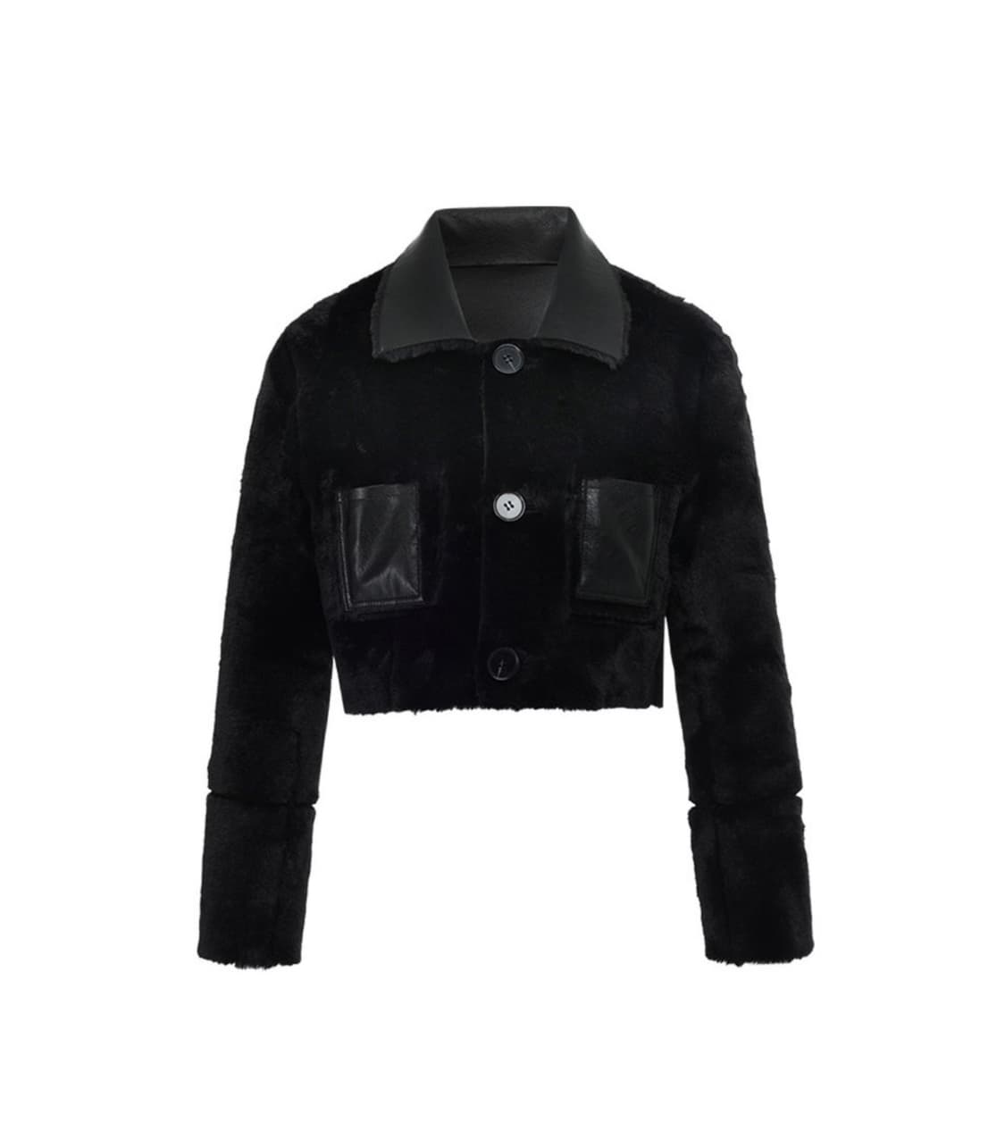 [택O] 낫유어로즈 숏 리버시블 레더 무스탕 블랙 상품이미지2