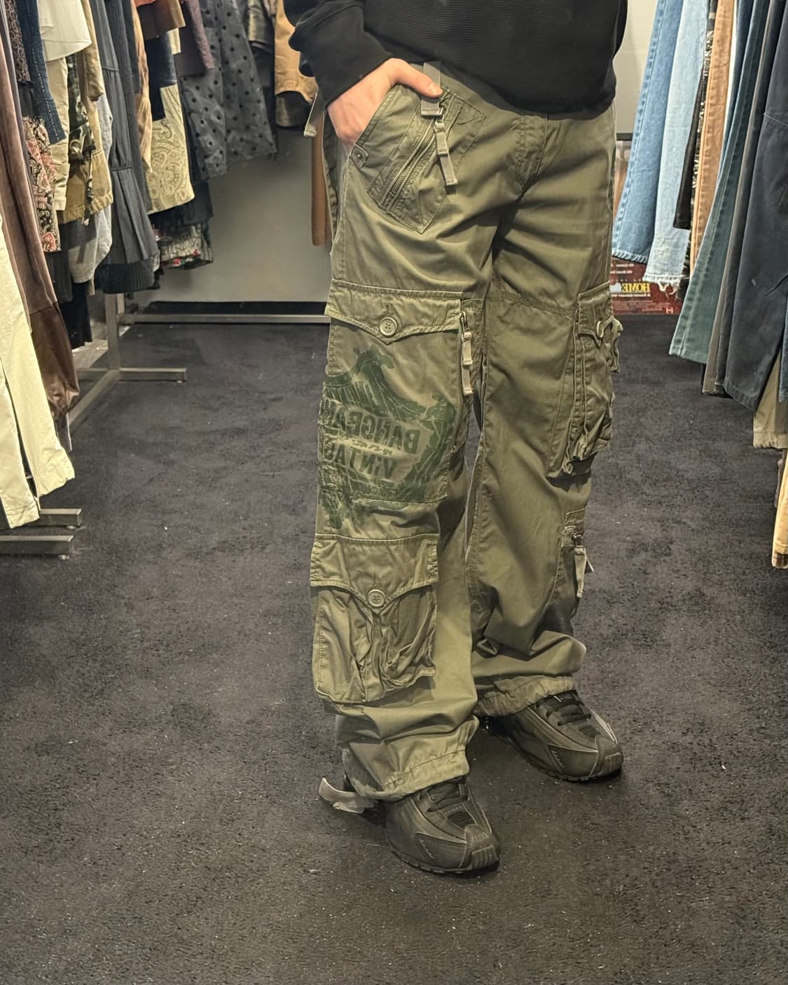 뱅뱅 빈티지 진스 카고 유틸리티 포켓 밀리터리 워크 팬츠 아메카지 30 상품이미지1