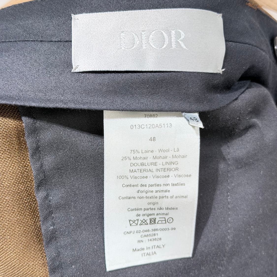 52 / 48 디올 브라운 울 혼방 벨트 남성 정장 셋업 상품이미지9