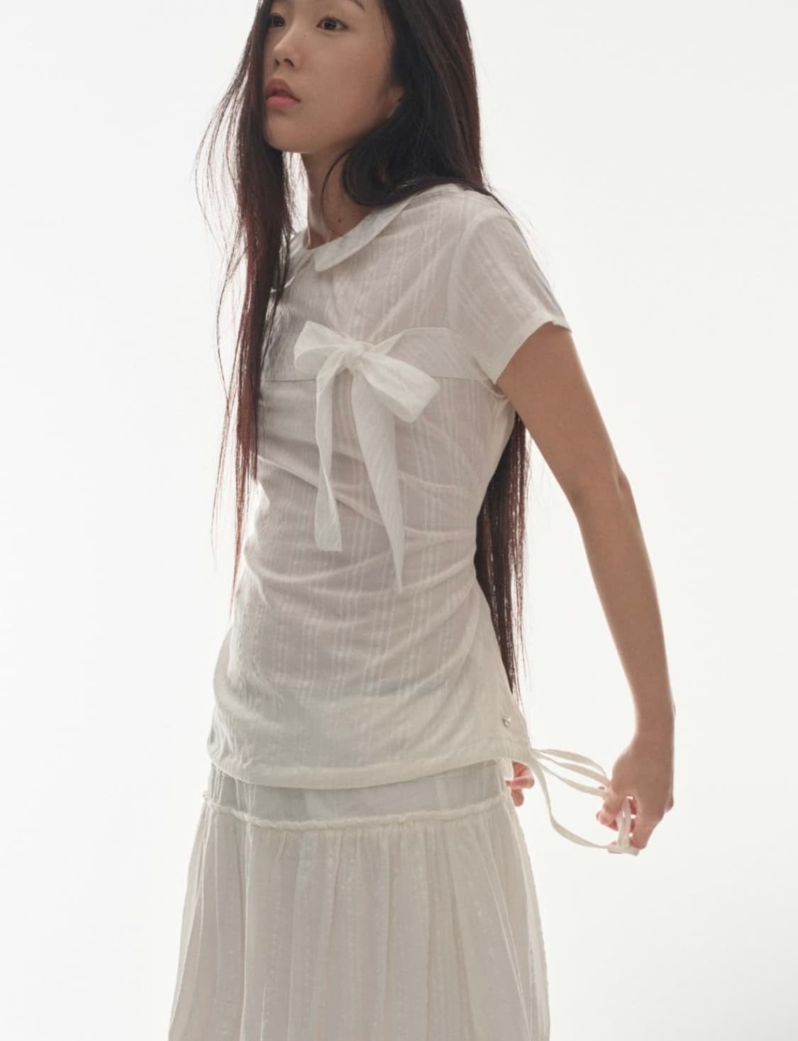 코이세이오 보우 블라우스 화이트 상품이미지2