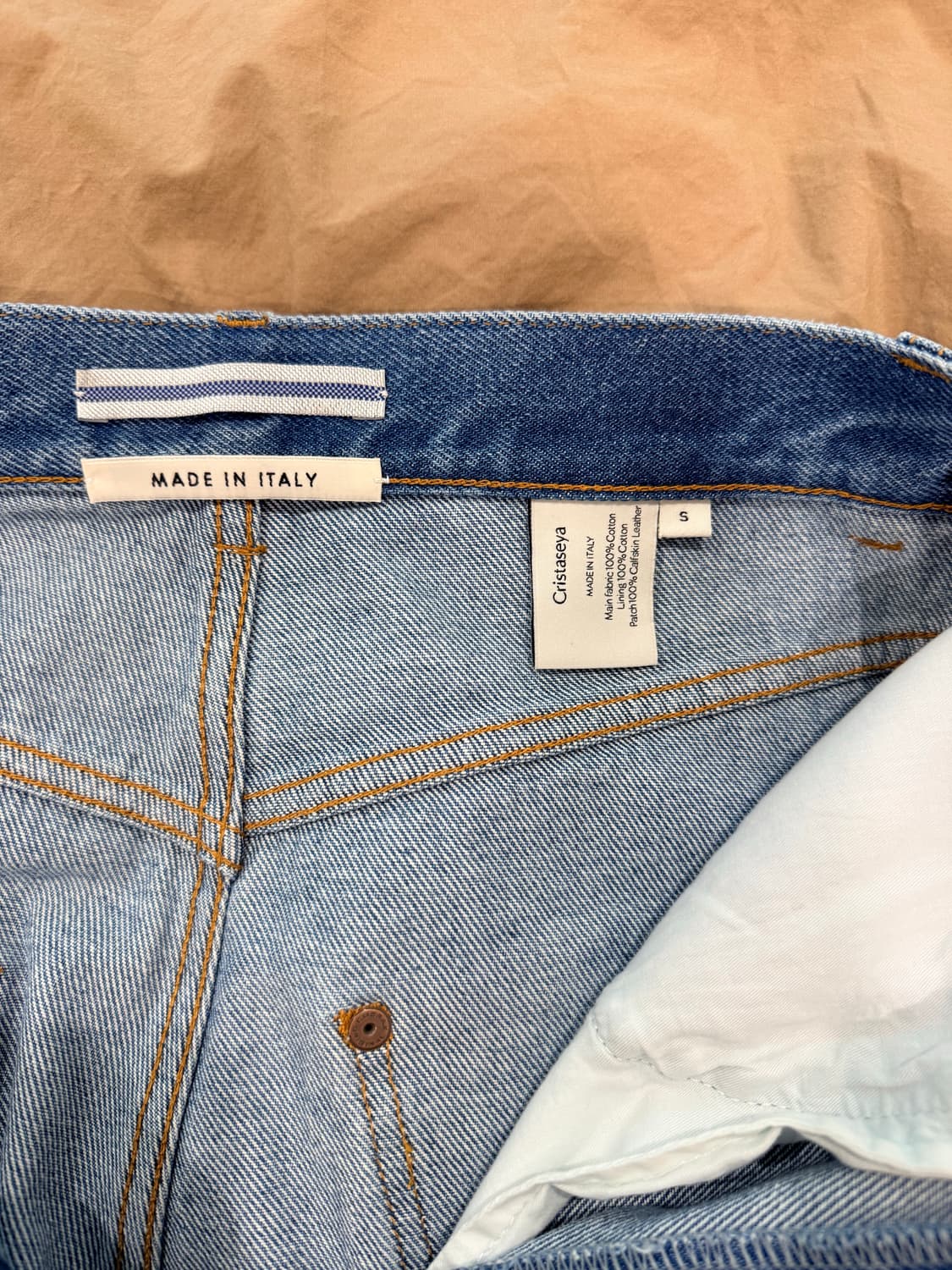 Cristaseya 크리스타세야 블리치드 하이웨스트 데님 청바지 s사이즈 상품이미지6
