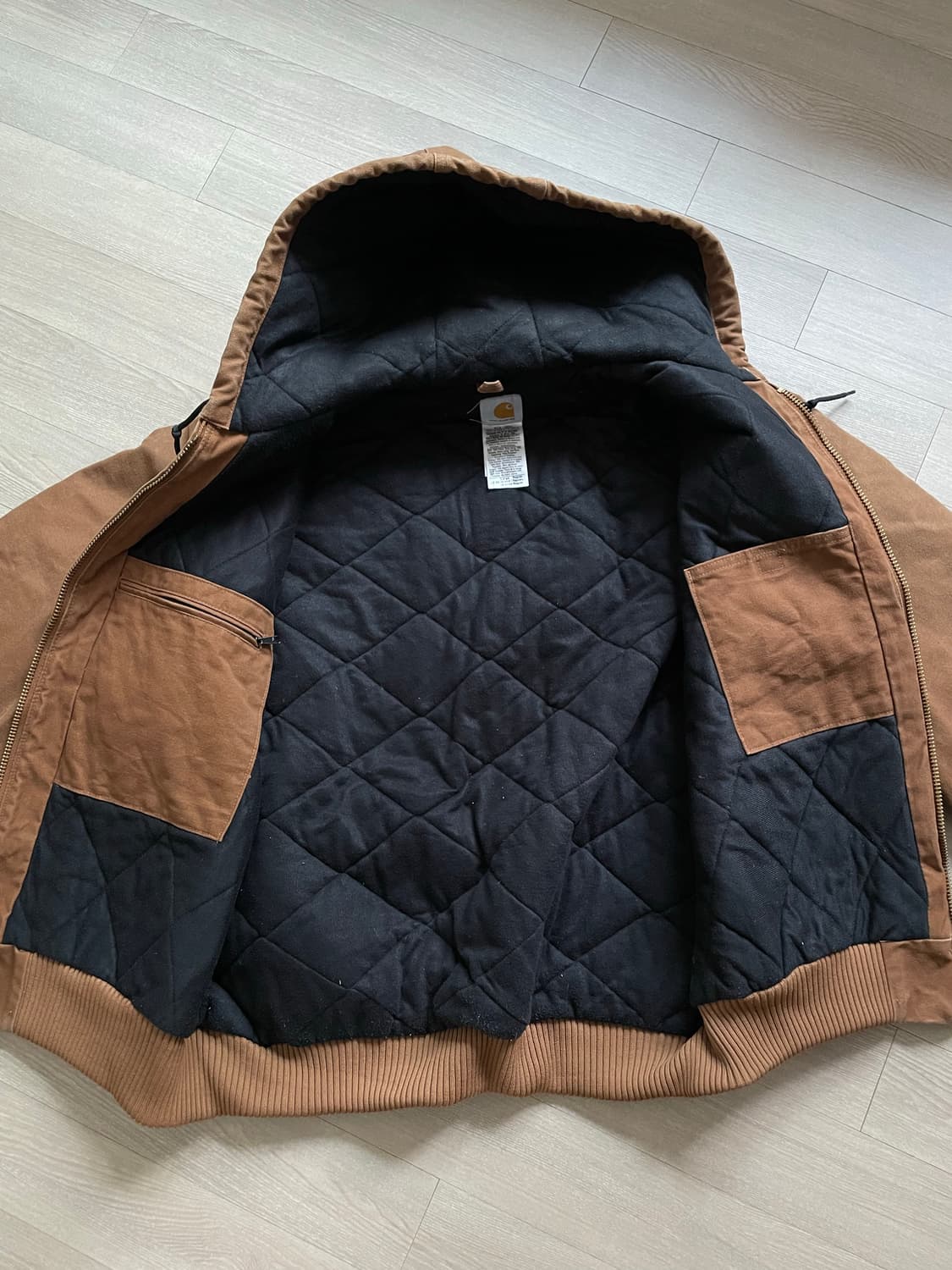 칼하트 j130 BRN 브라운 액티브 자켓 샌드스톤 빈티지  상품이미지7