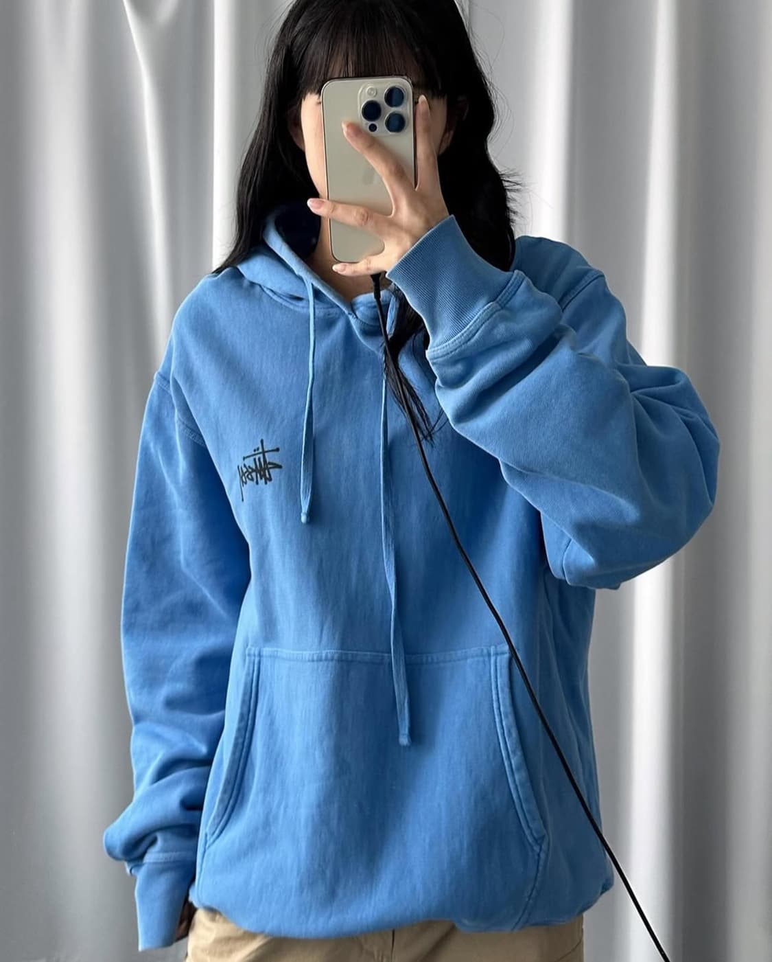스투시 후드 L 블루 상품이미지4