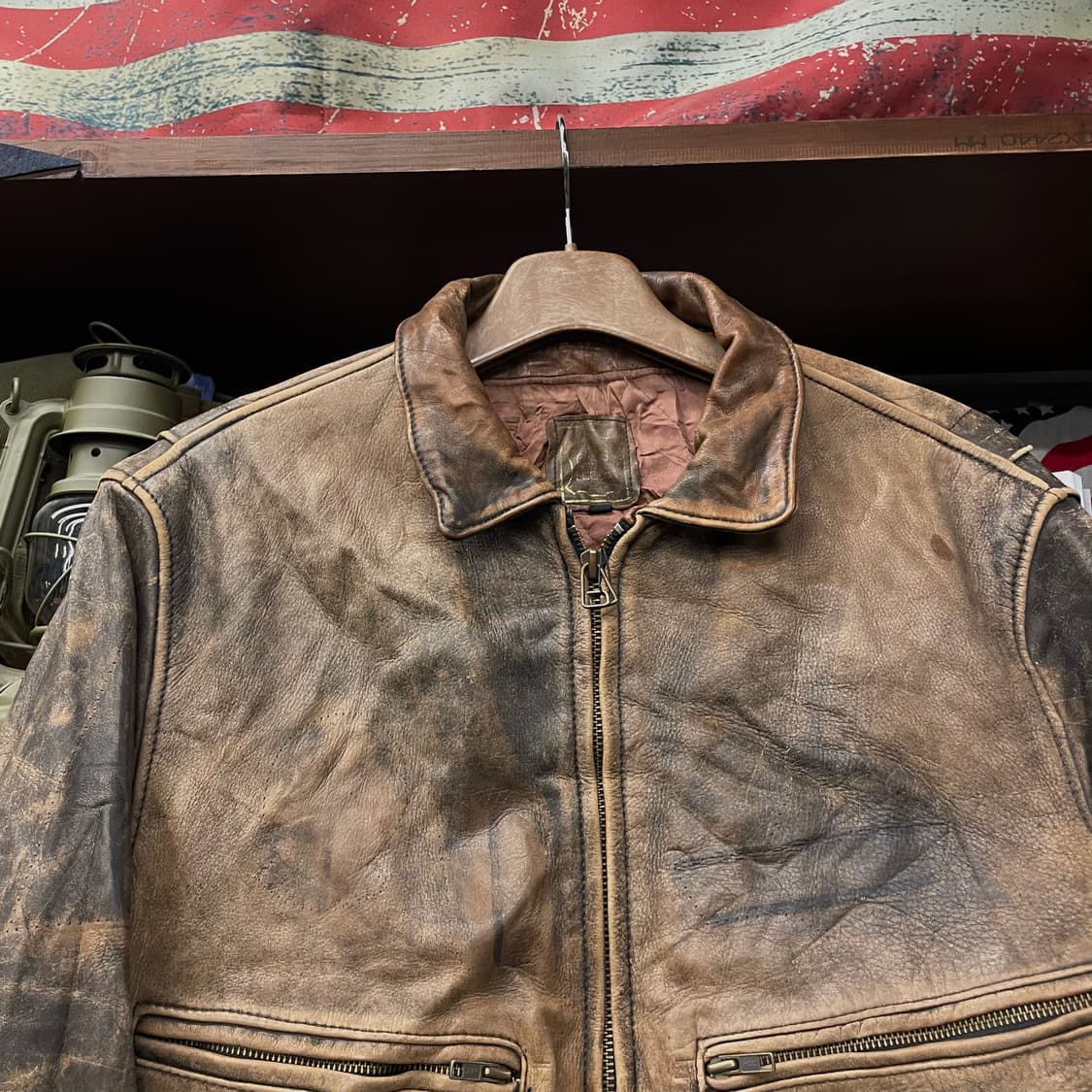 90s USA 빈티지 밀리터리 해군 항공 패치 A2 레더 봄버 자켓 상품이미지3