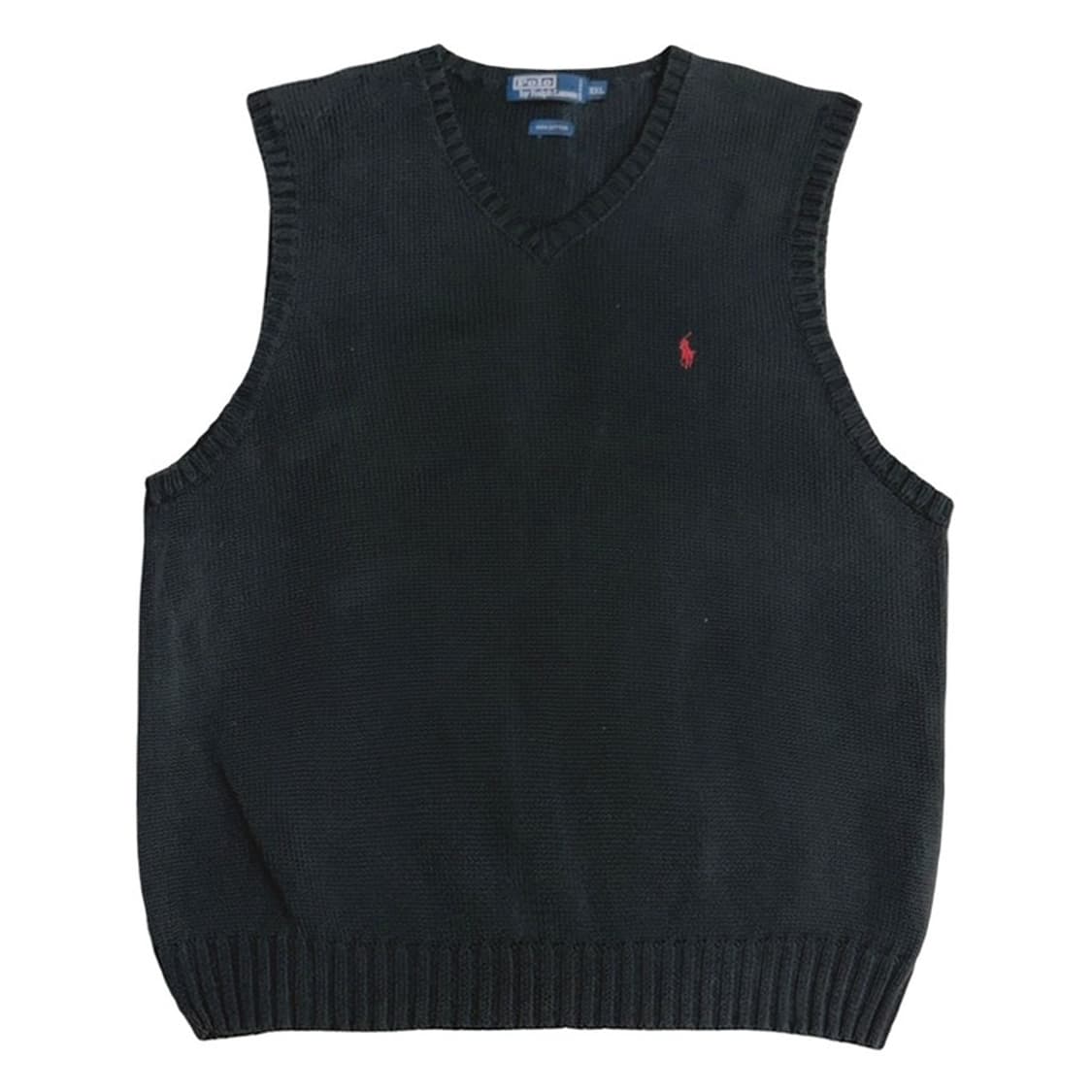 POLO 블랙 레드 포니 니트 코튼 베스트 XXL 상품이미지1