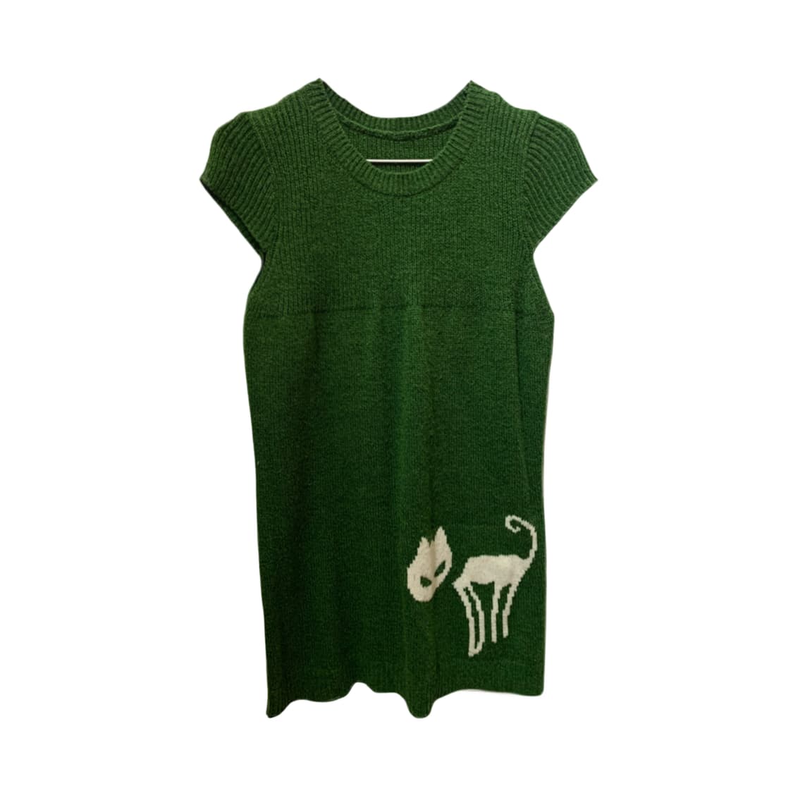 녹색 고양이 반팔 니트 상품이미지1