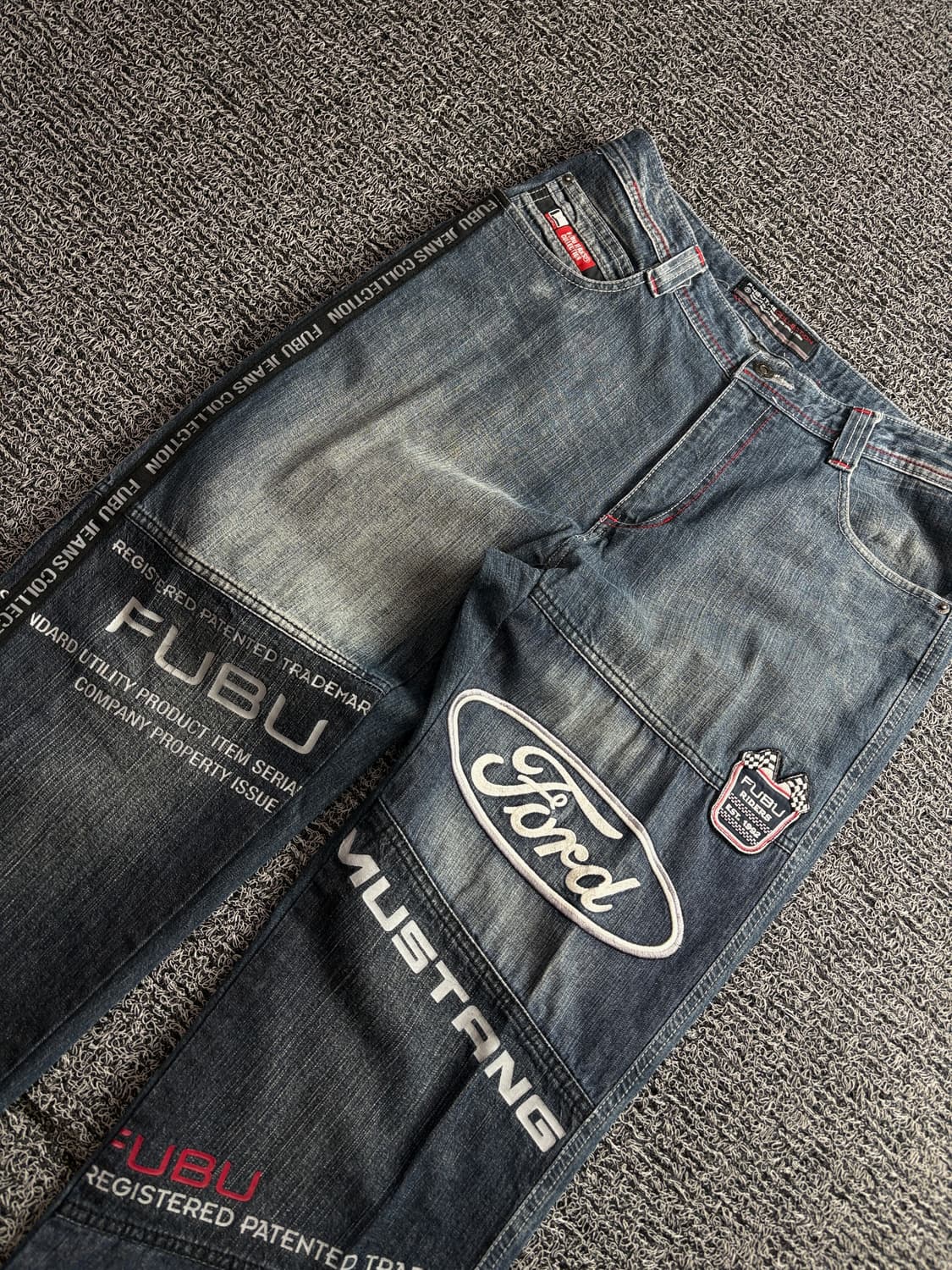 후부 올드스쿨 멀티 디테일 레이싱 루즈핏 데님 팬츠 4076 상품이미지3