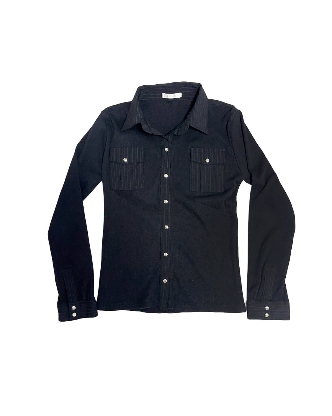 SENSUOUS stripe point ribbed snap top 상품이미지3